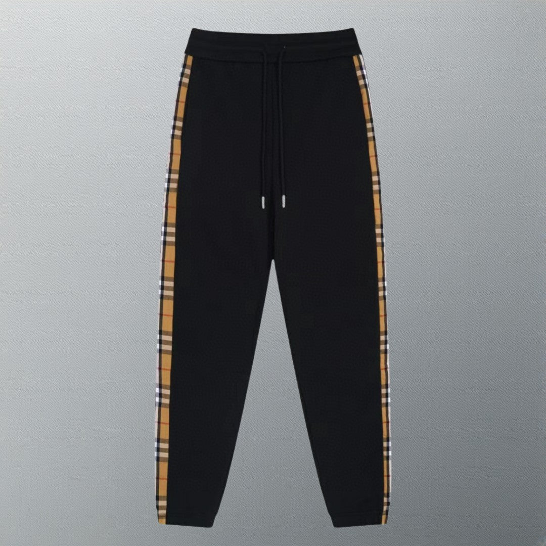Plaid drawstring casual trousers