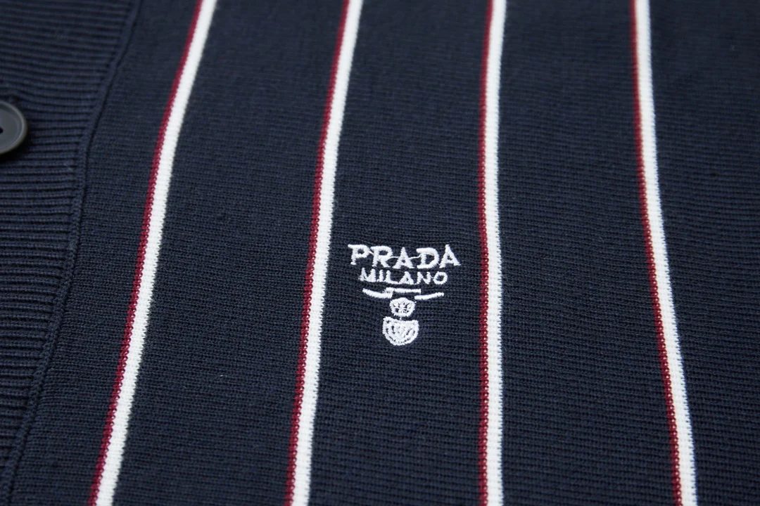 Striped knitted sweater lapel cardigan