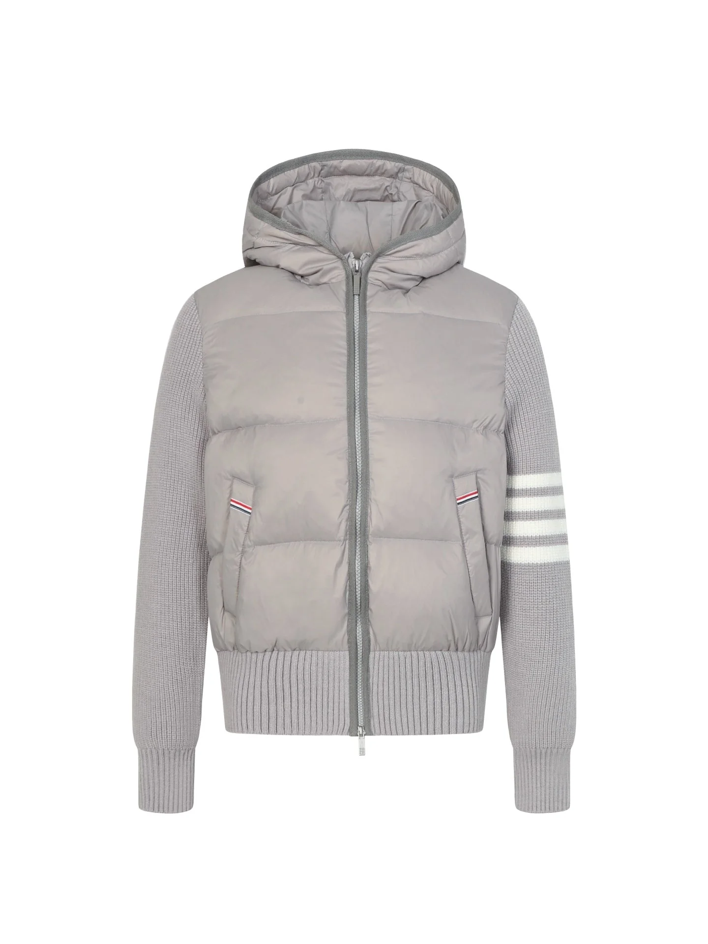 Knitted hooded down jacket