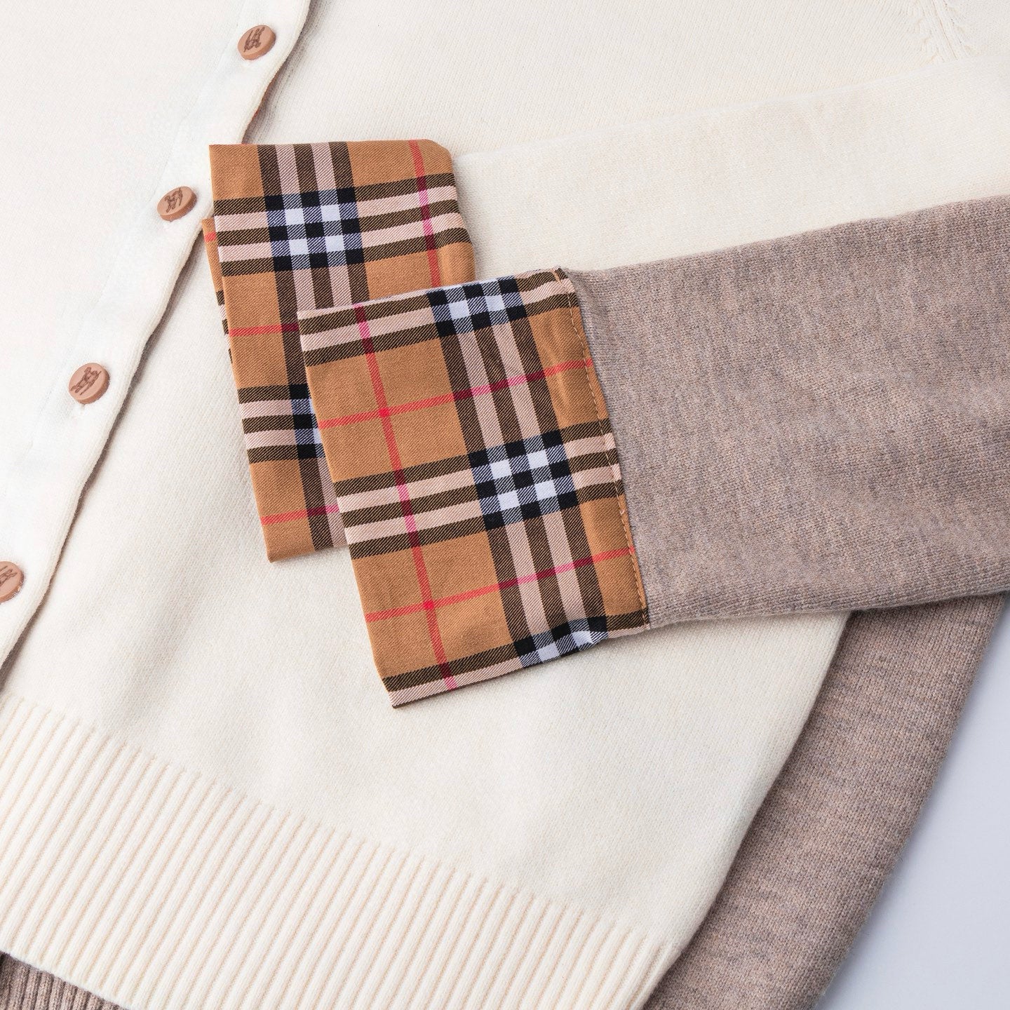 Embroidered cardigan plaid sweater