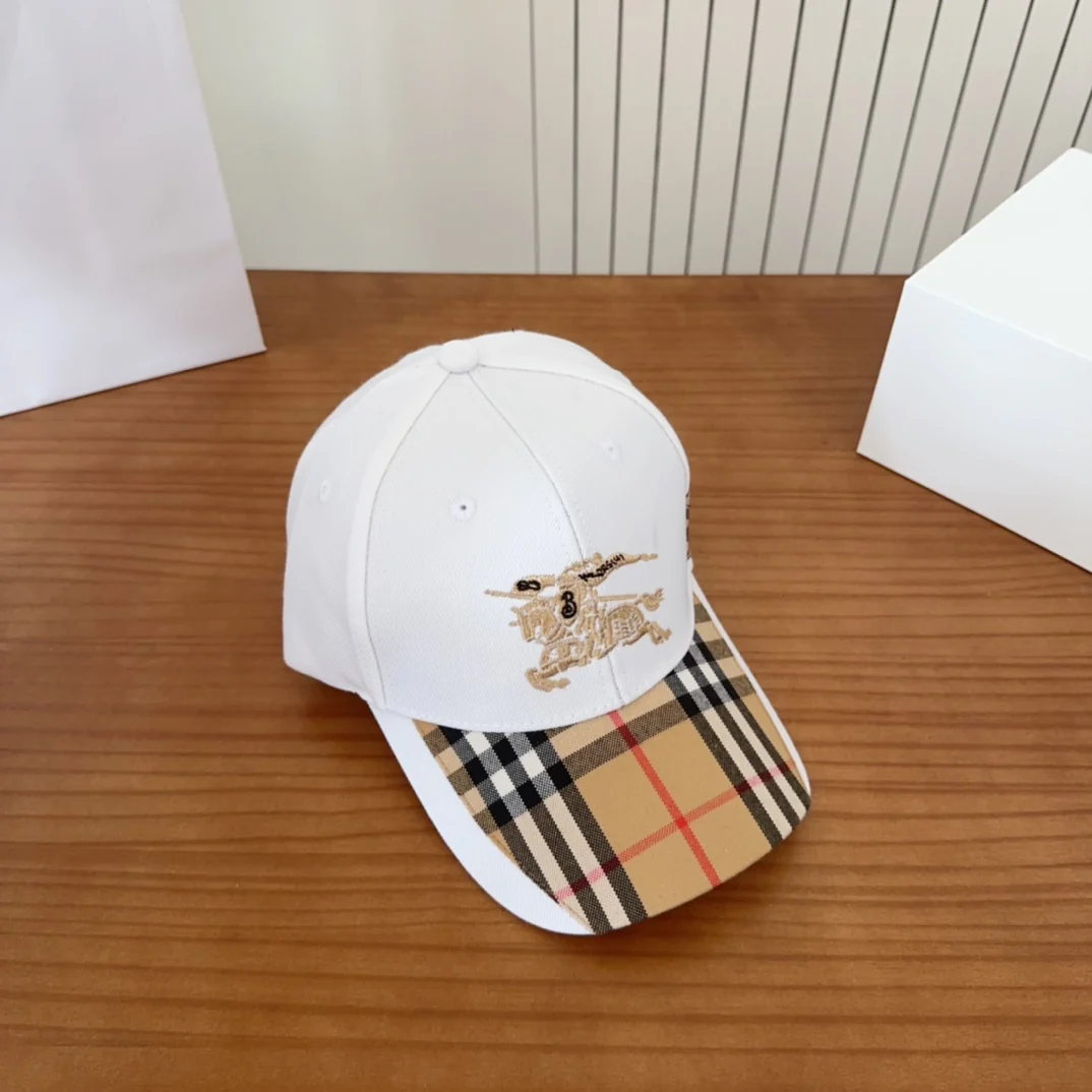 Embroidered plaid baseball cap