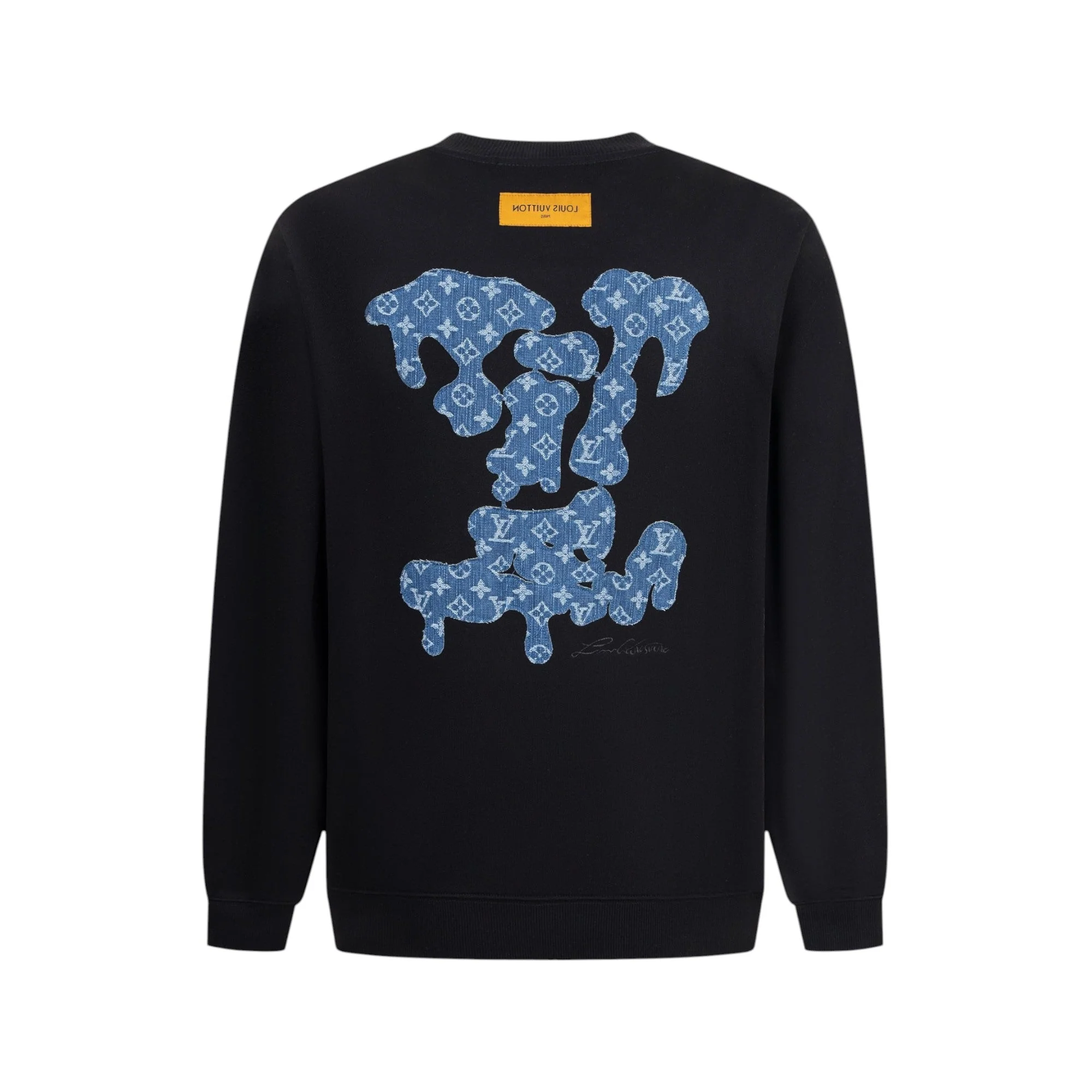 Double-sided embroidered round neck cotton sweatshirt