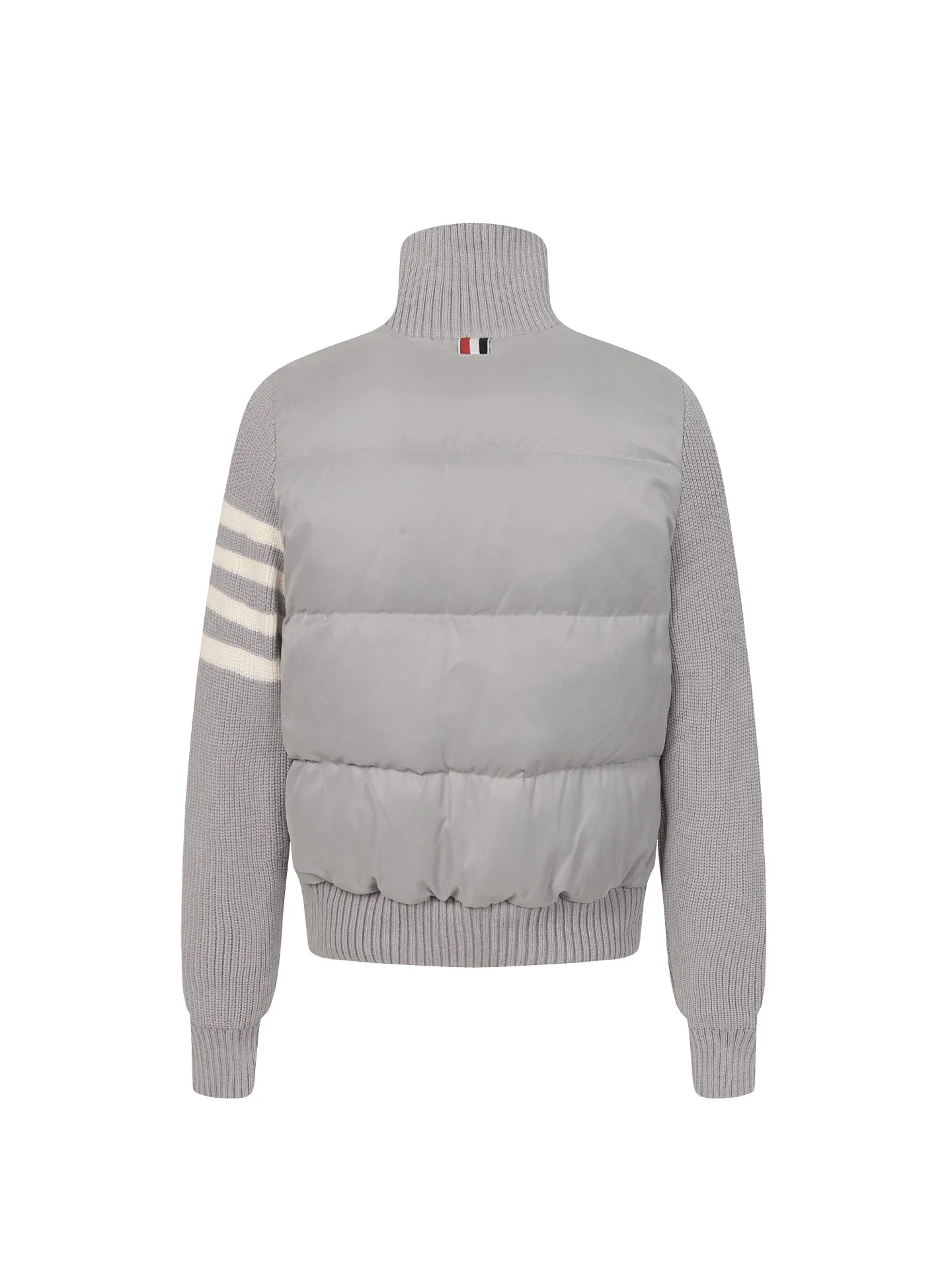 Knitted stand collar down jacket