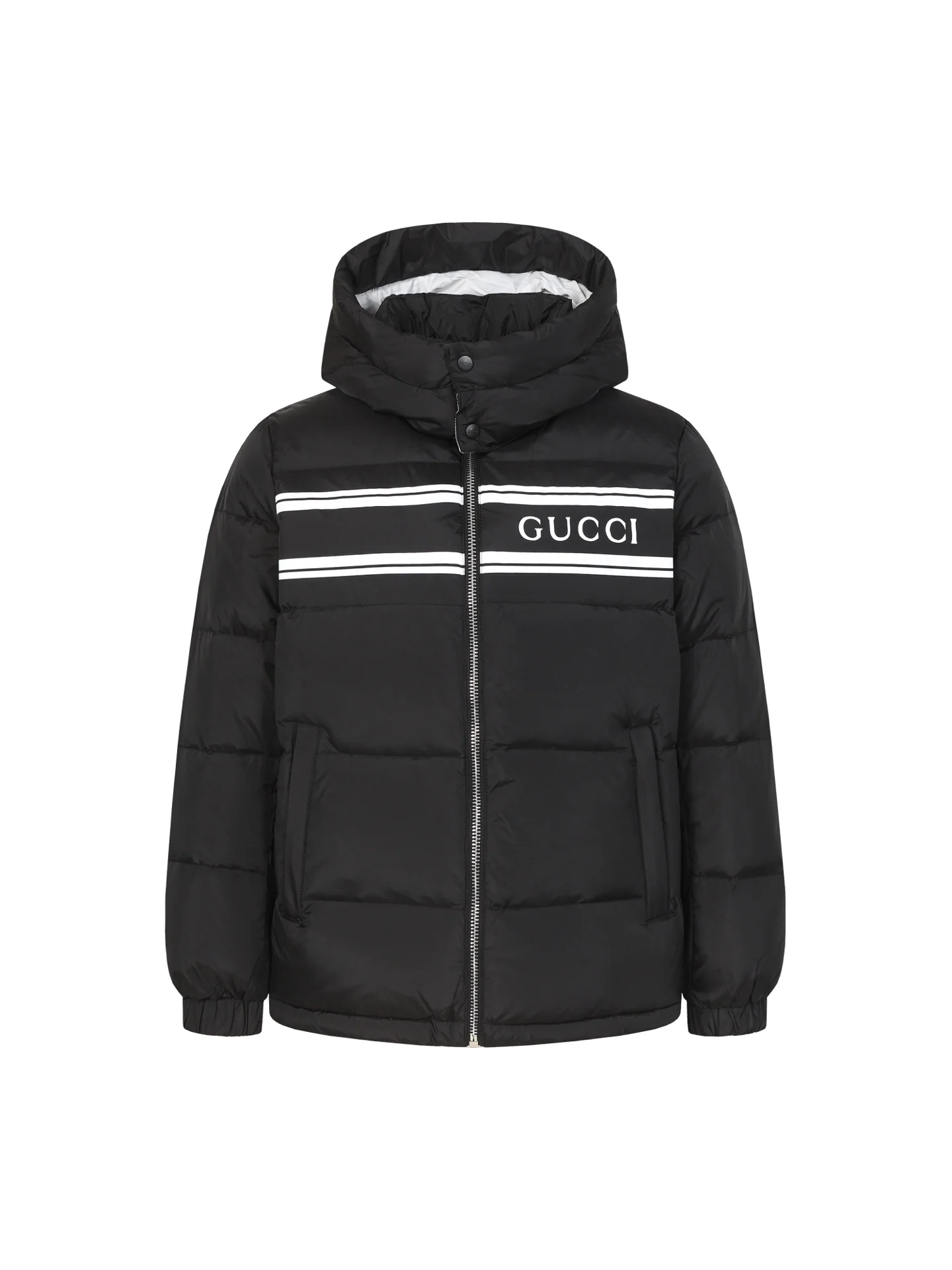 Printed hooded down jacket