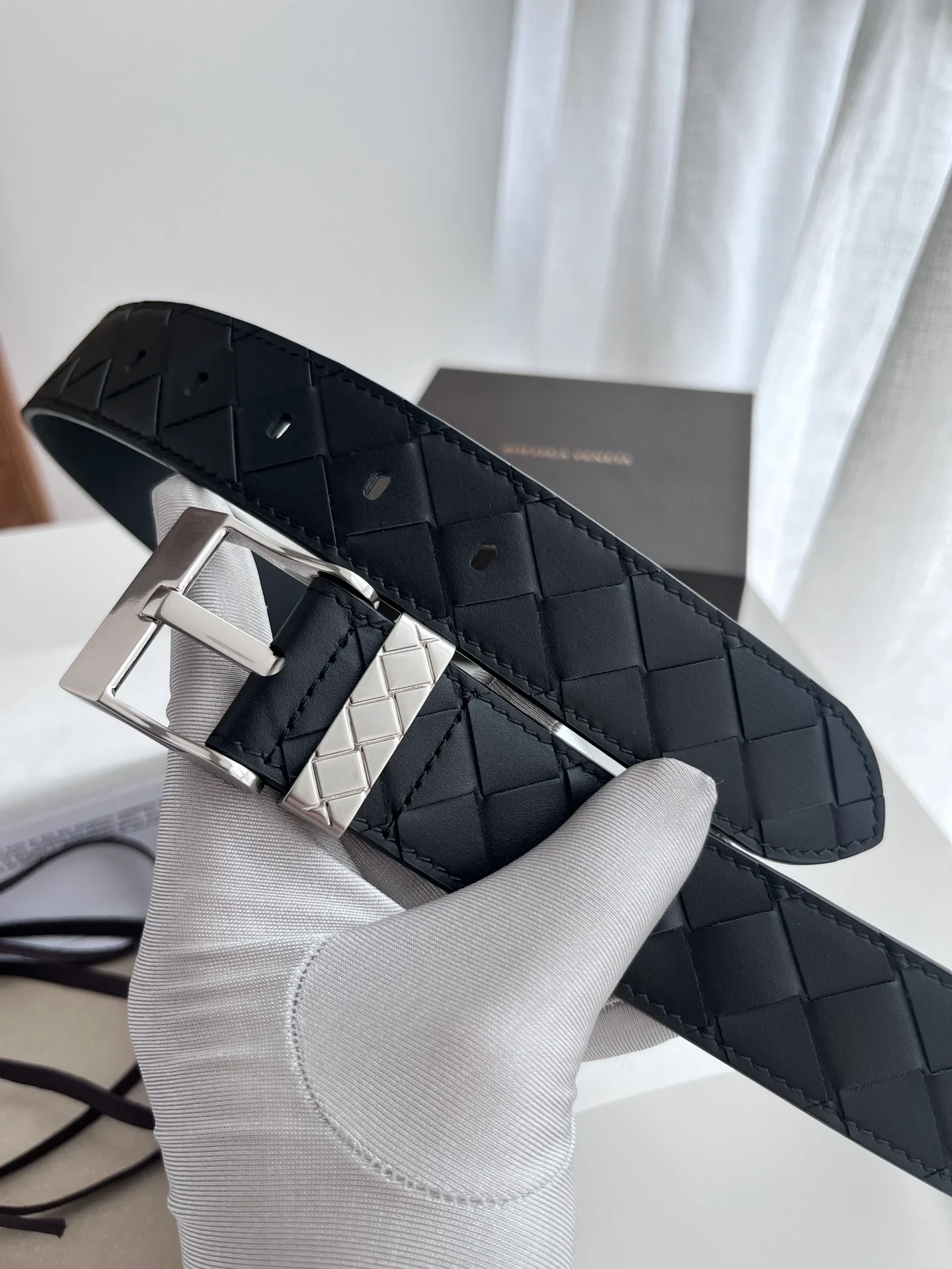 Braided calfskin belt