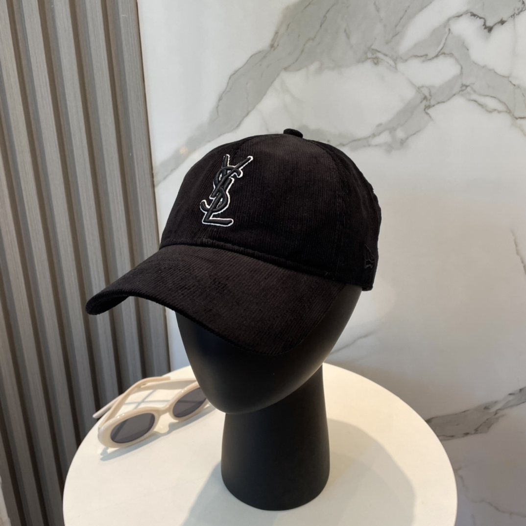 Embroidered corduroy baseball cap
