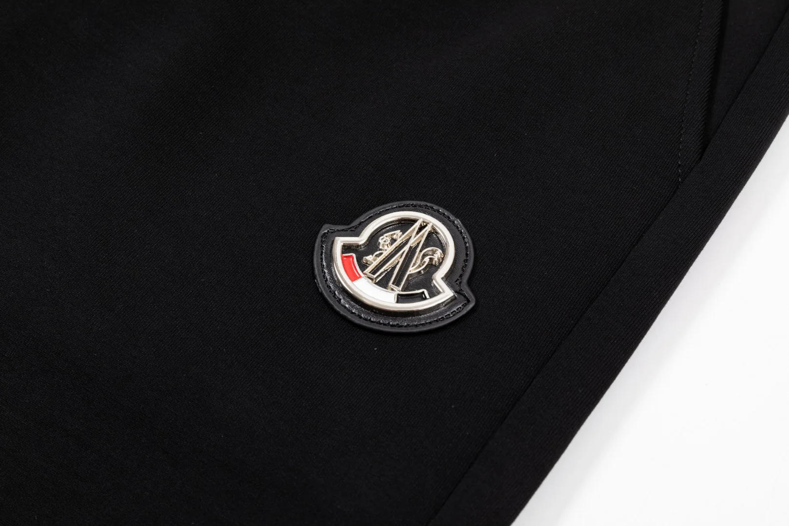 Leather label cotton drawstring trousers