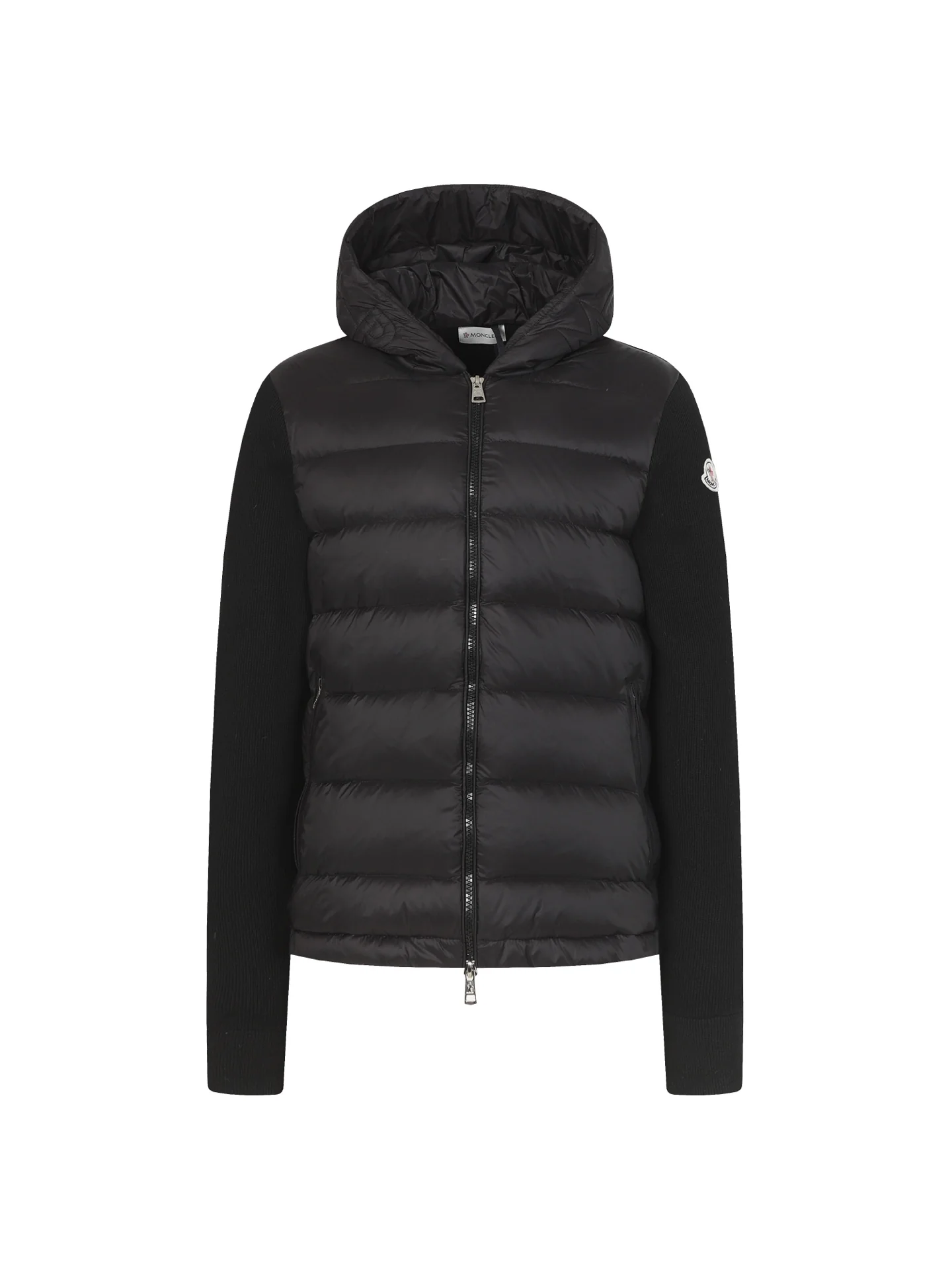Wool Zip-Up Knit Down Hooded Jacket