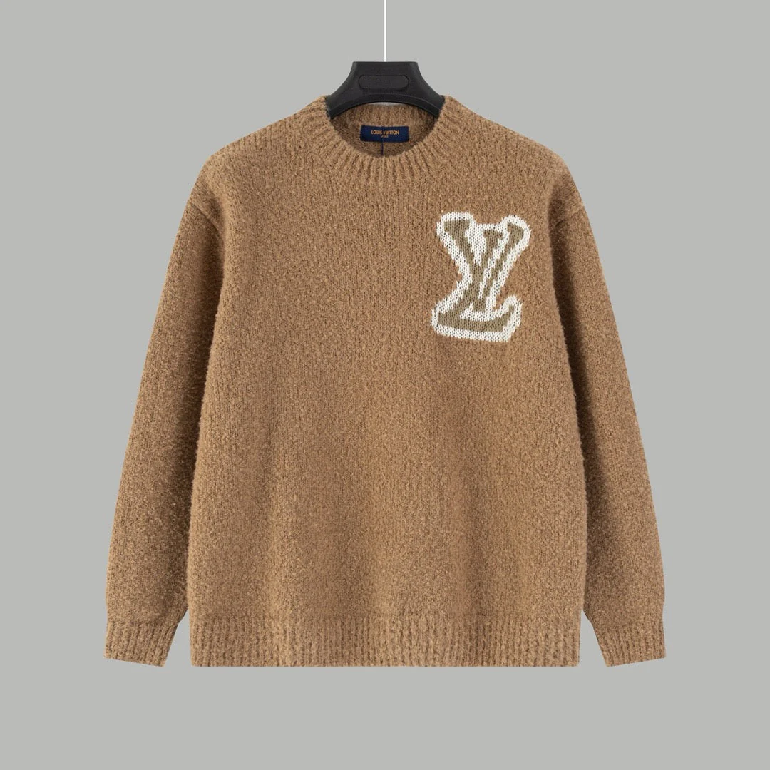 Reversible jacquard crew neck sweater