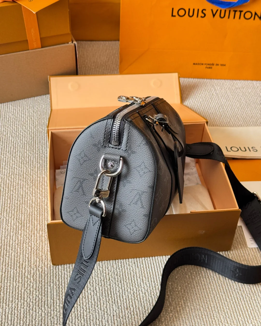 Men's Black and Gray Pillow Crossbody Bag