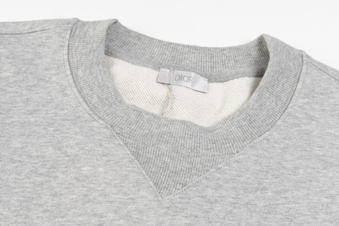 Embroidered crew neck cotton sweatshirt