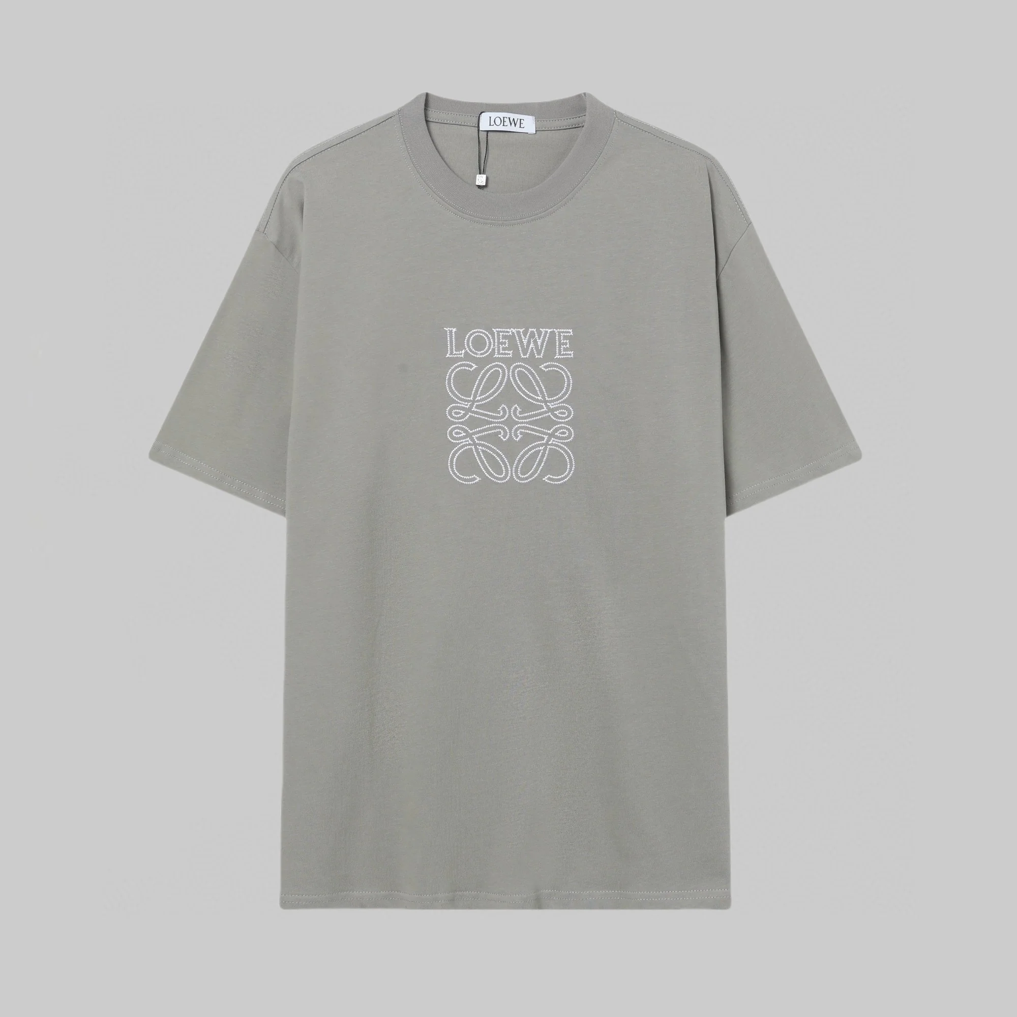 Embroidered crew neck cotton T-shirt