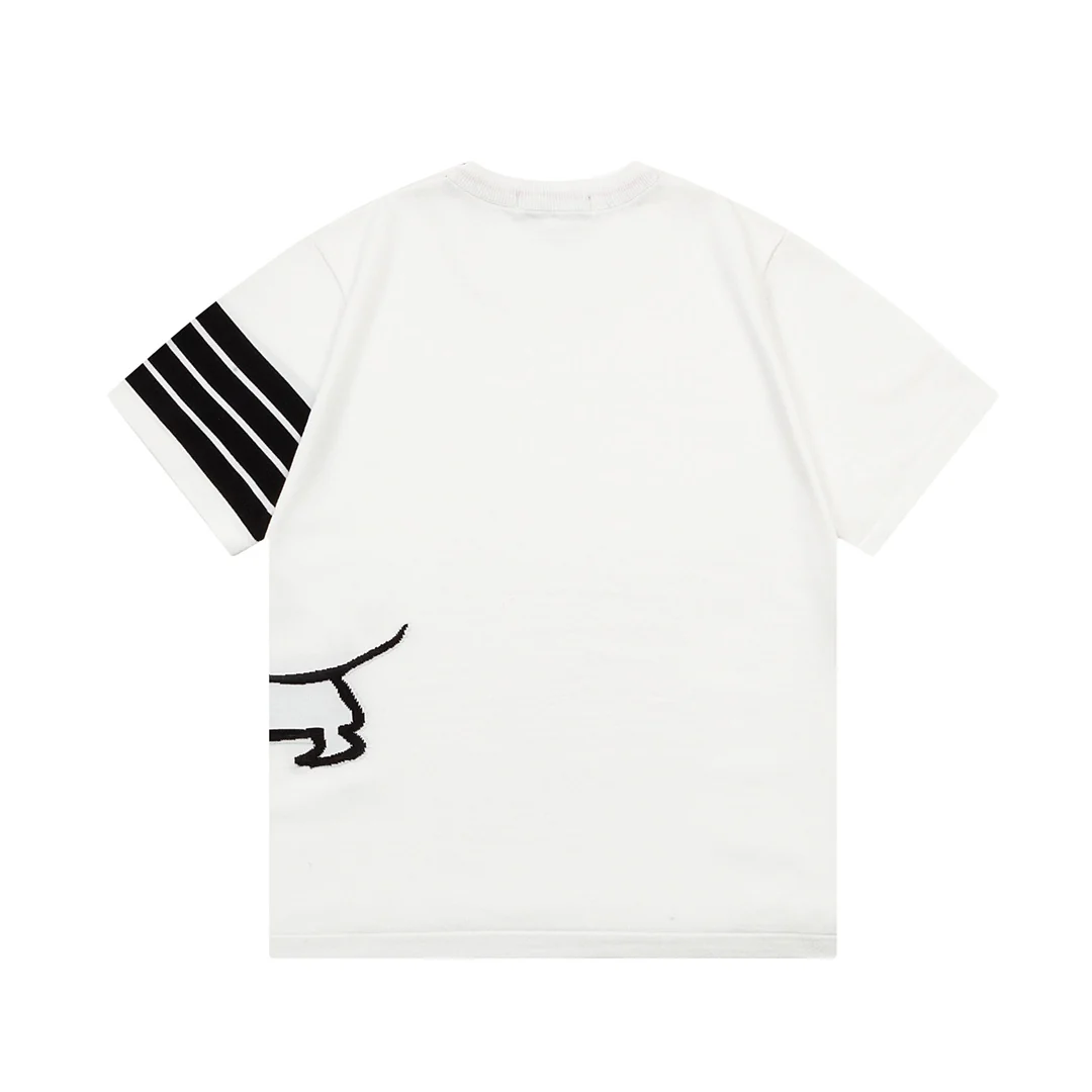 Knitted embroidered crew neck cotton T-shirt