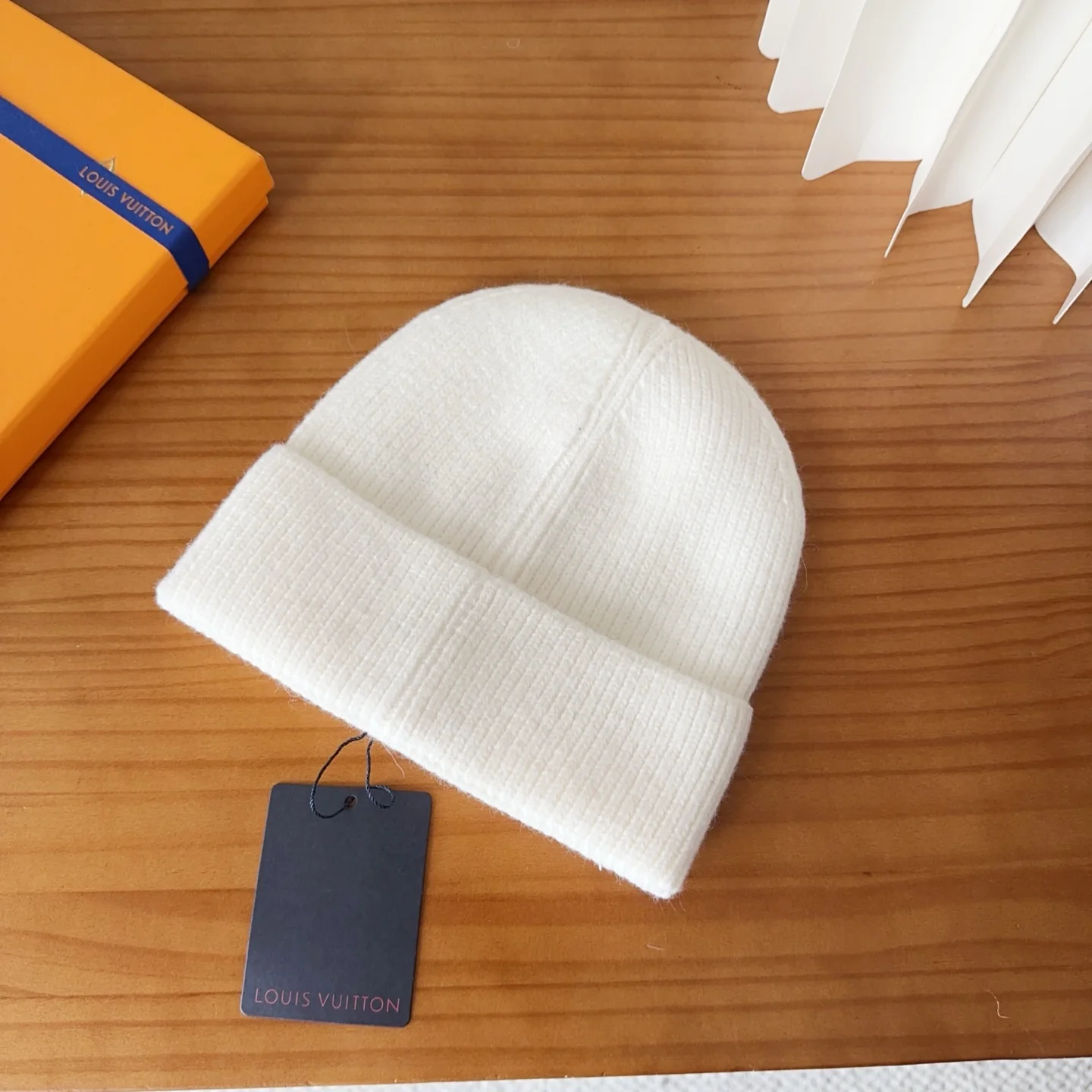 Leather Printed Cashmere Knitted Beanie