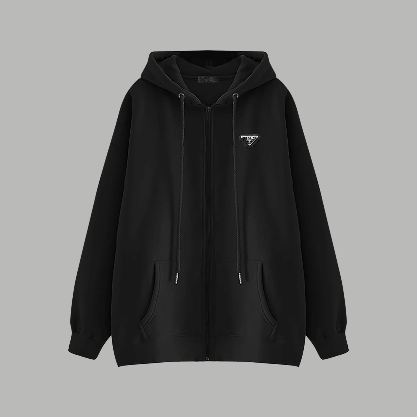 Cotton zip-up hooded sweatshirt