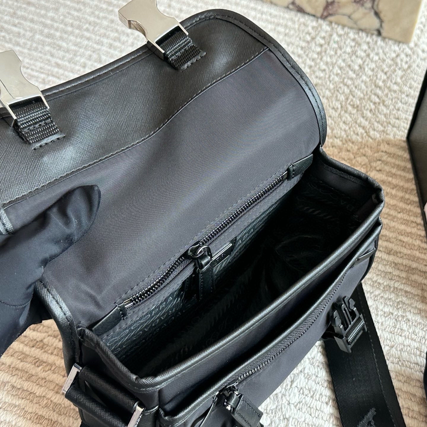 Black Nylon Men's Messenger Bag