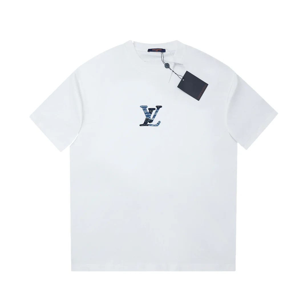 Patchwork crew neck cotton T-shirt