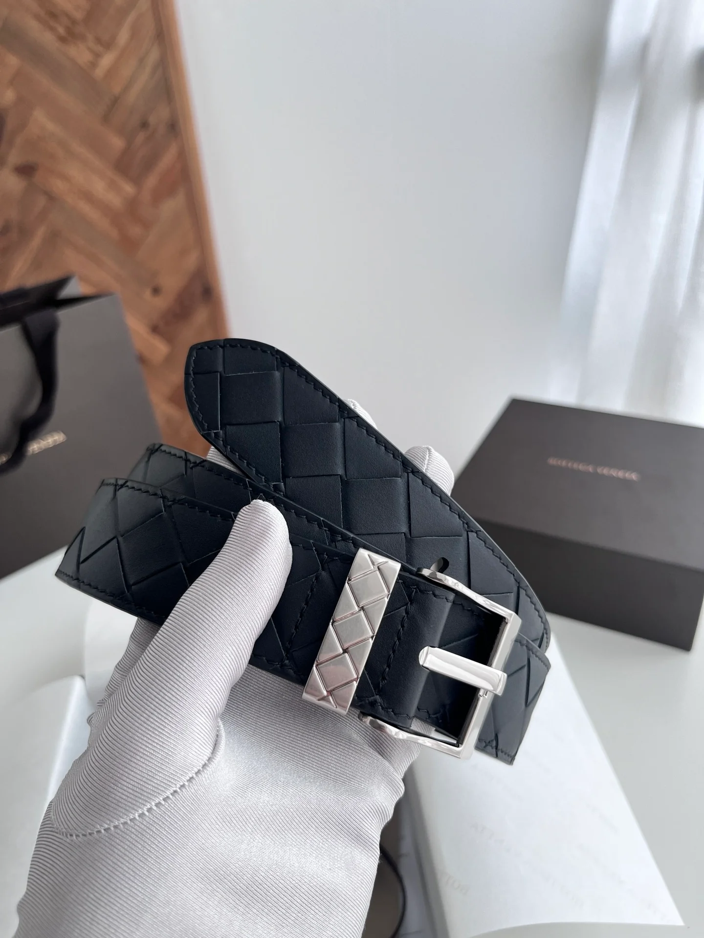 Braided calfskin belt