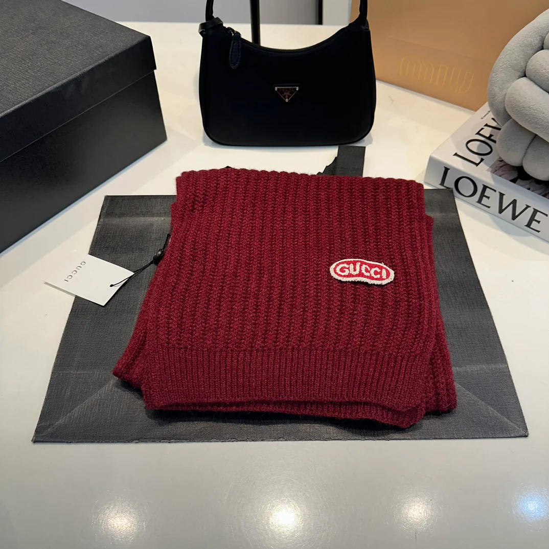 Embroidered knitted scarf hat gloves set