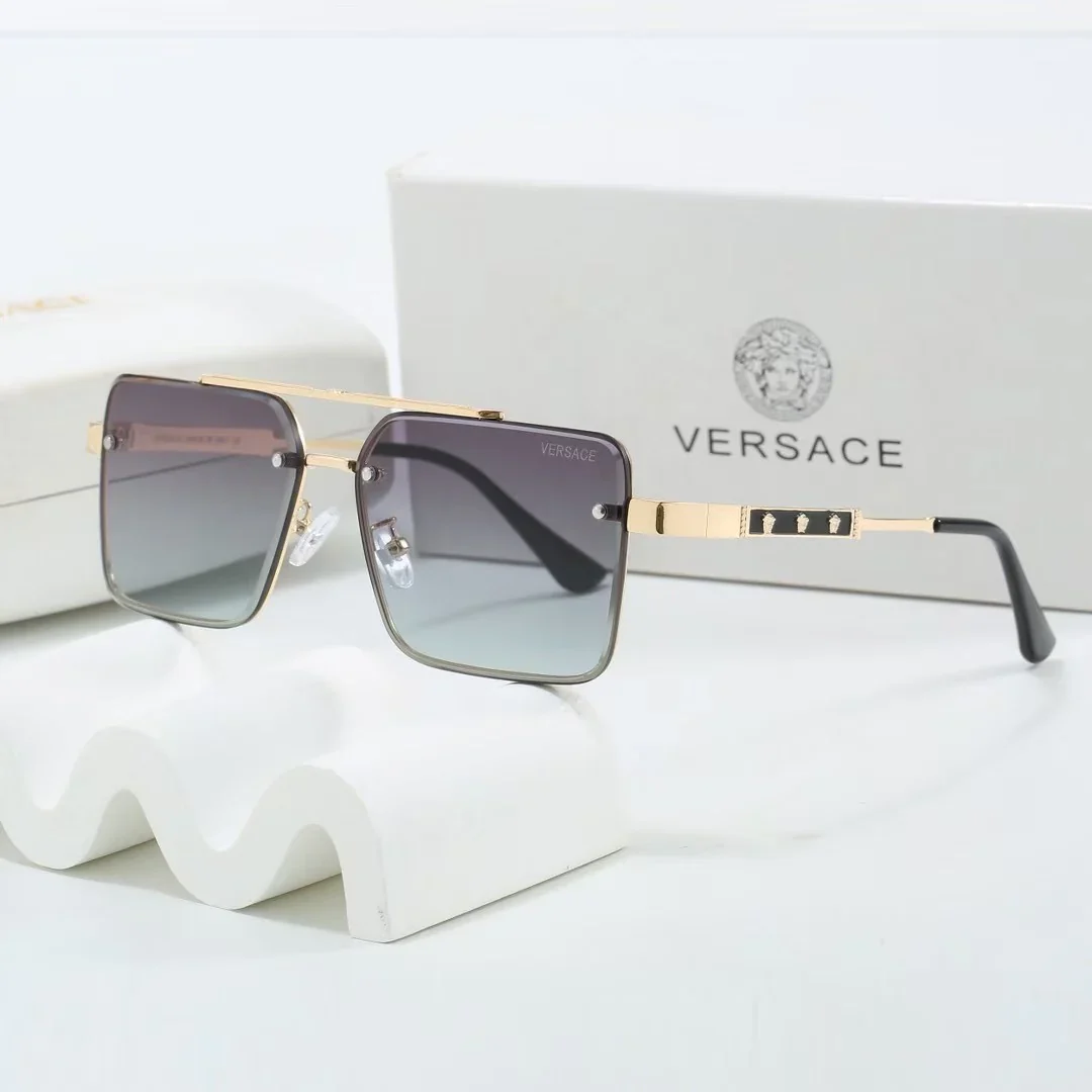 Gradient two-tone metal square sunglasses