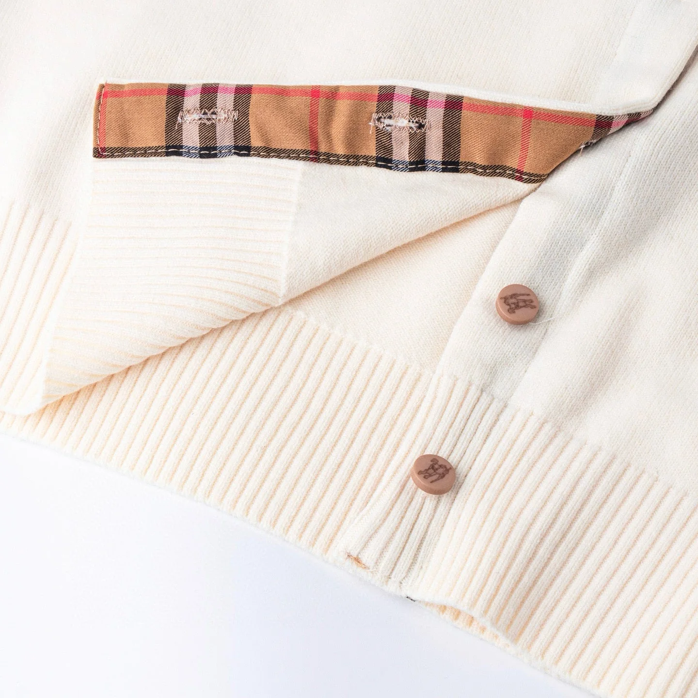 Embroidered cardigan plaid sweater