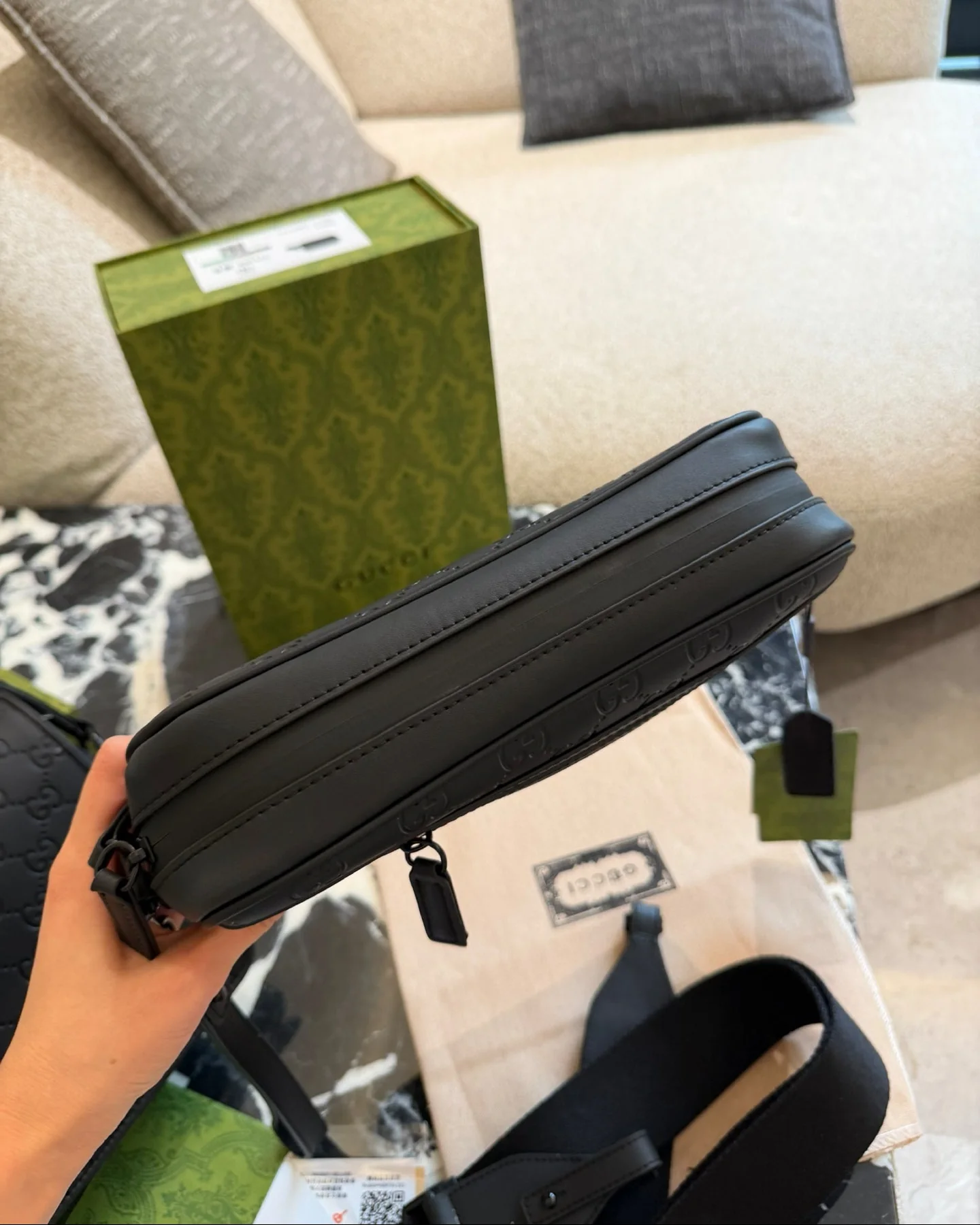 Men's Black Leather Crossbody Bag