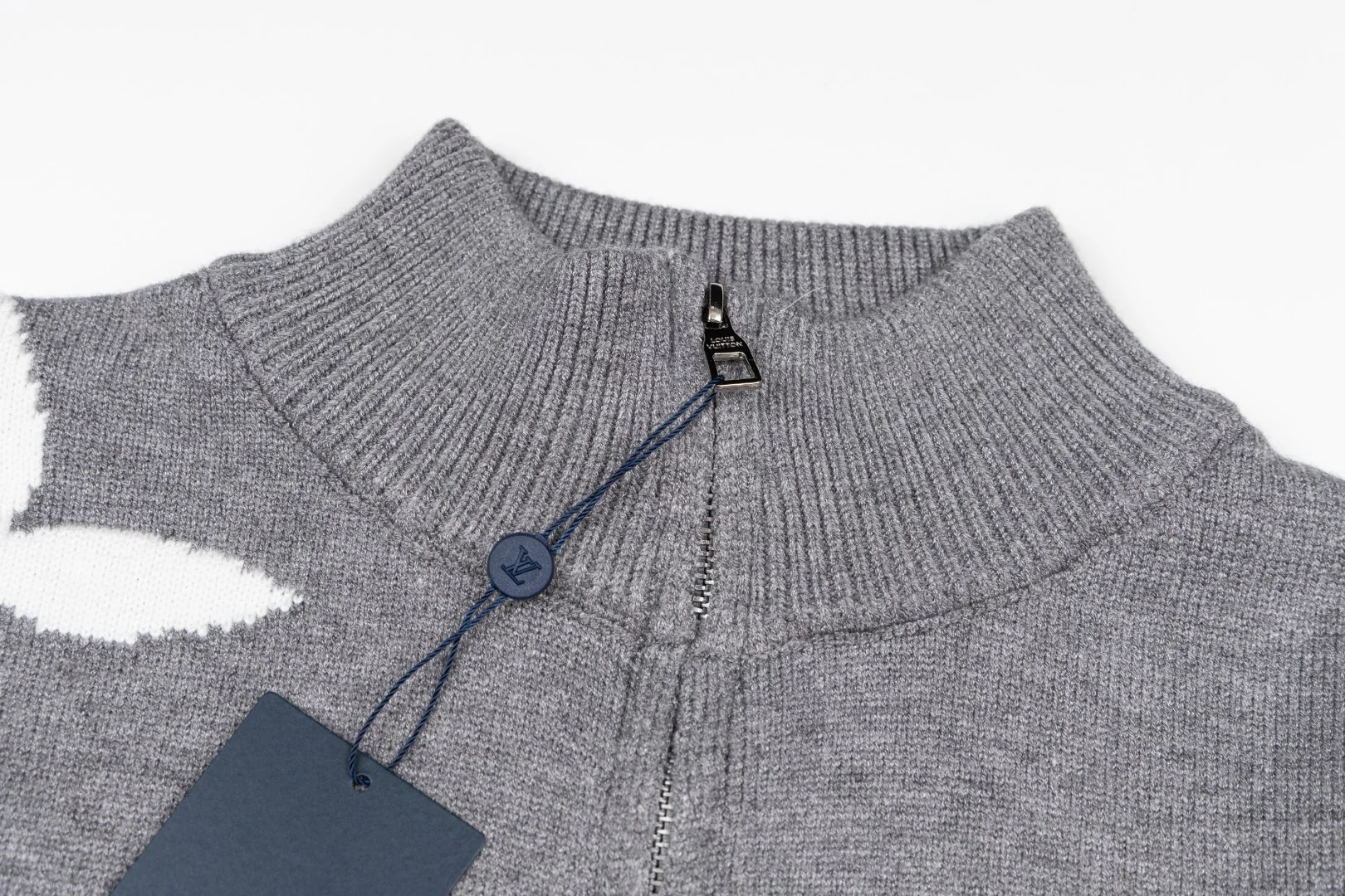 Jacquard zipper knitted sweater cardigan