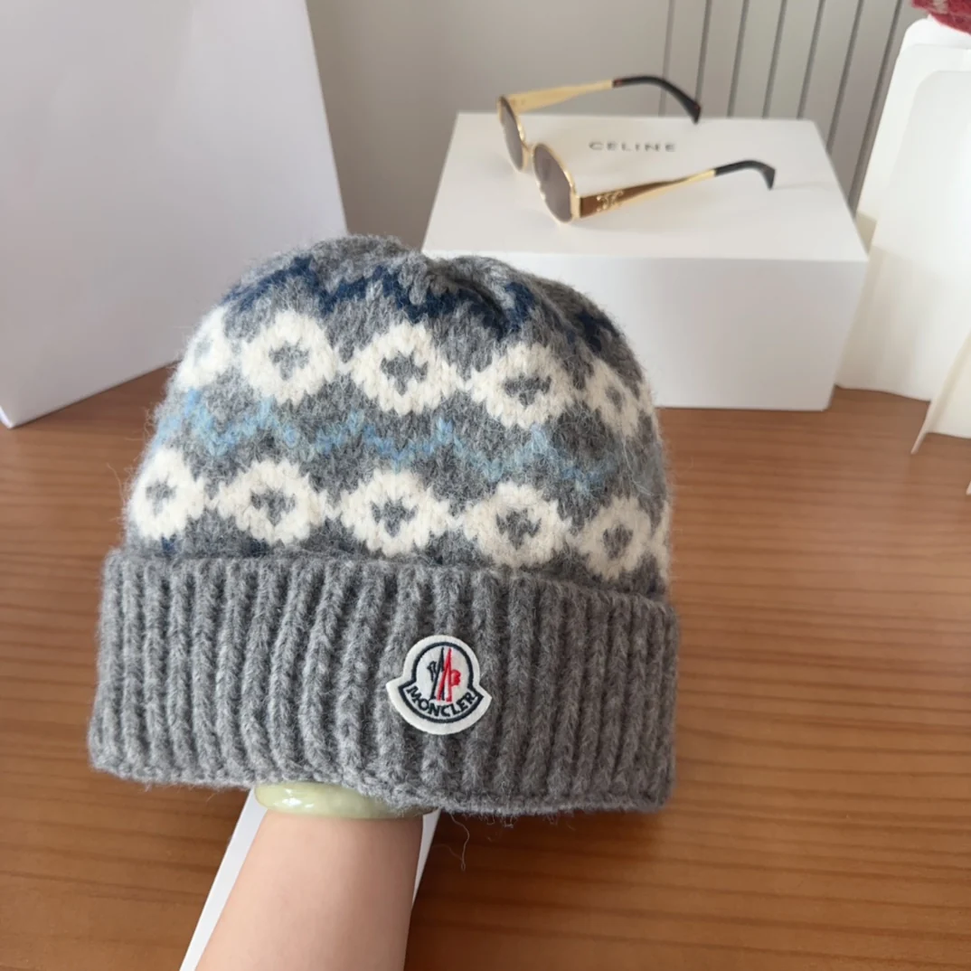 Patterned Wool Knit Beanie