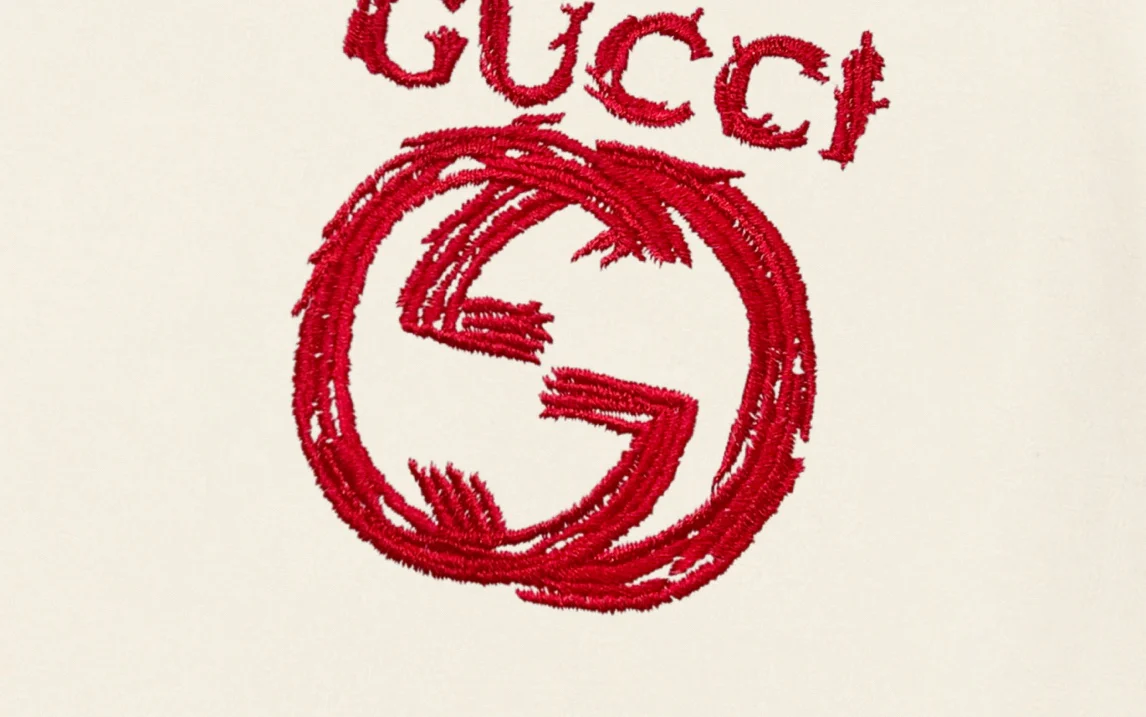 Double-sided embroidered round neck cotton T-shirt