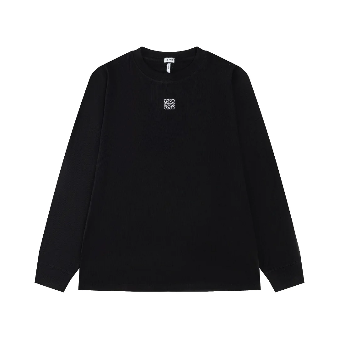 Embroidered cotton long-sleeved T-shirt