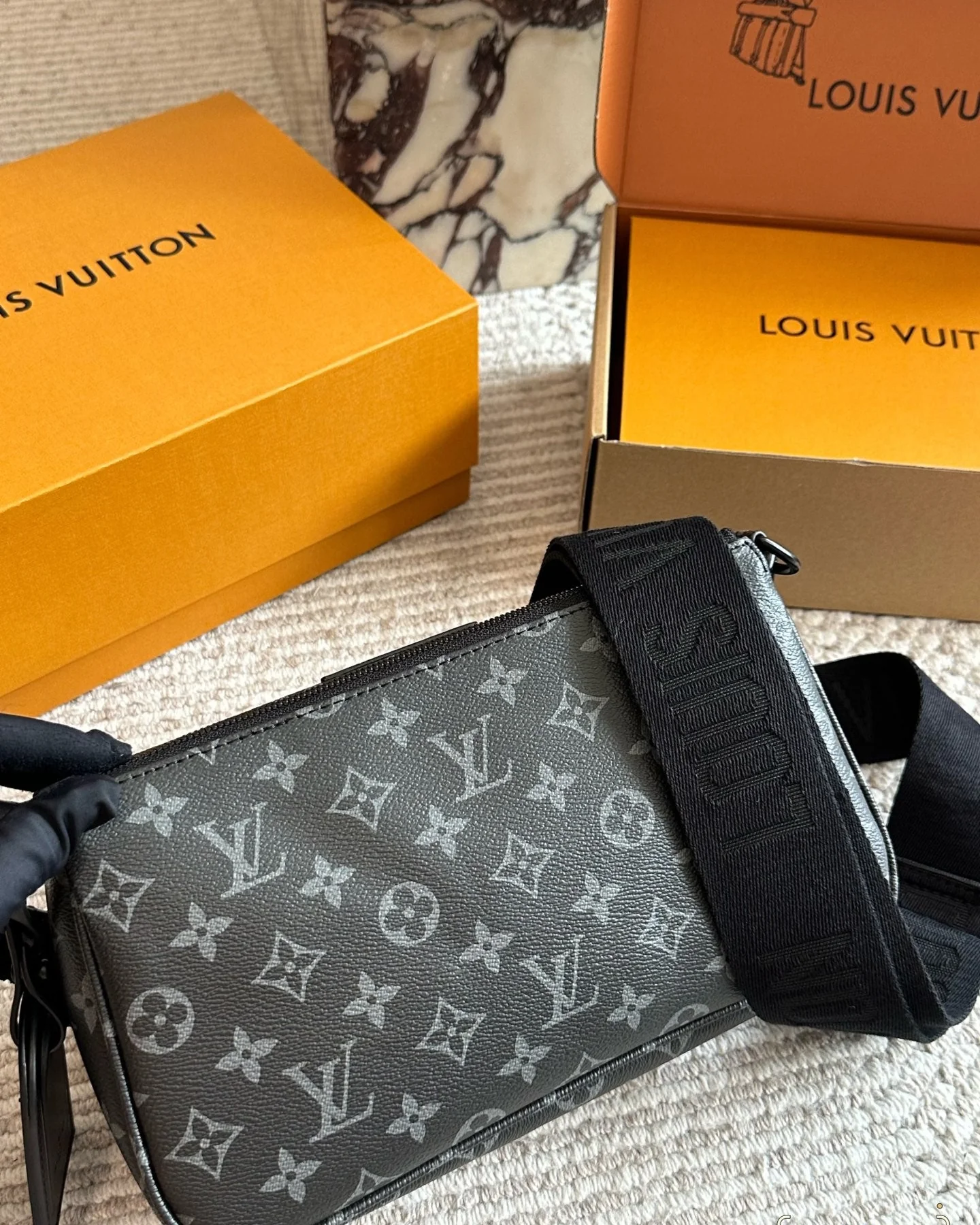 Men's Embossed Crossbody Bag