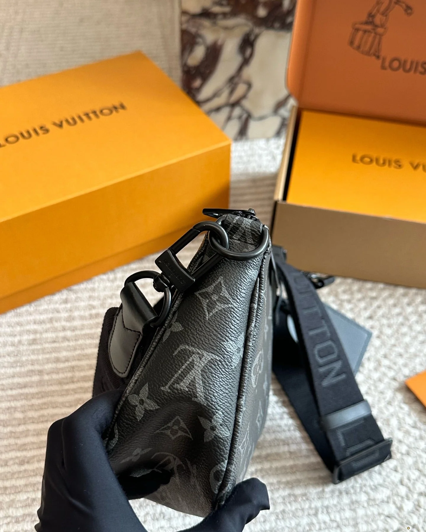 Men's Embossed Crossbody Bag