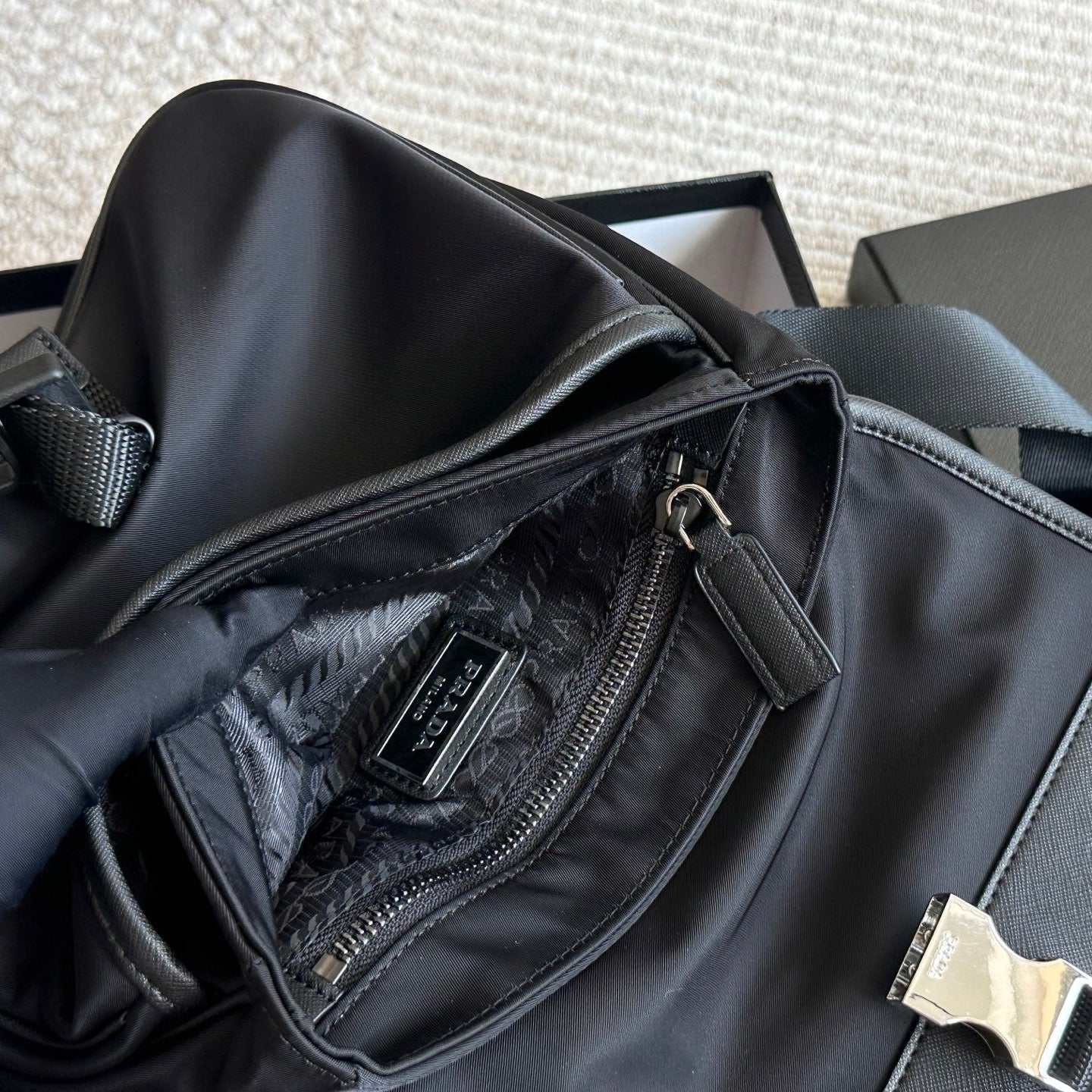 Men's Recycled Nylon Leather Crossbody Bag