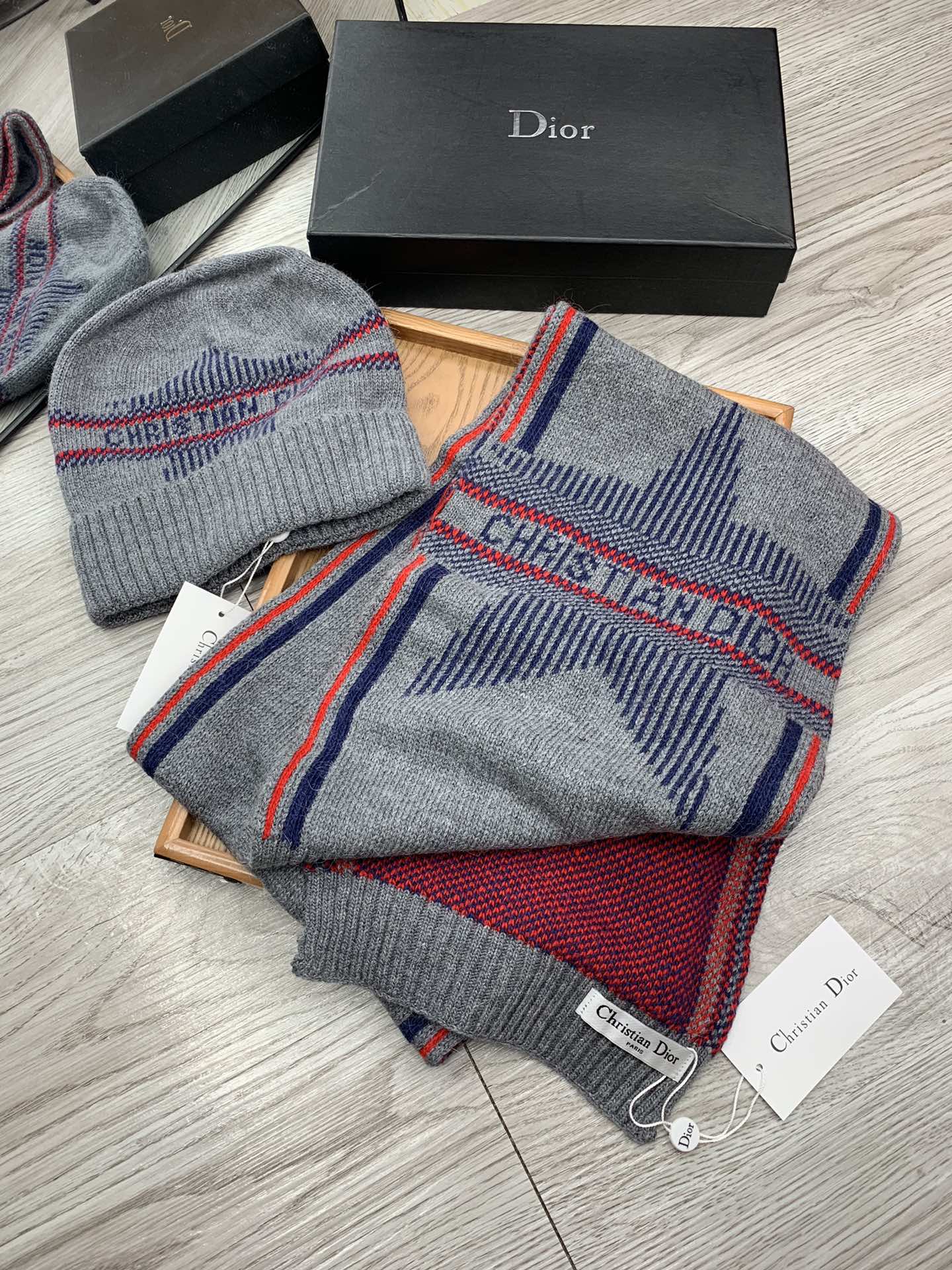 Star jacquard scarf and hat set