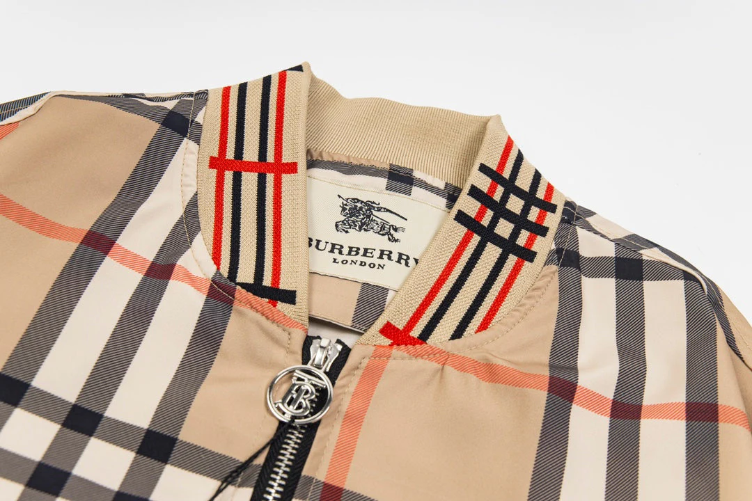 Plaid colorblock zip-up jacket