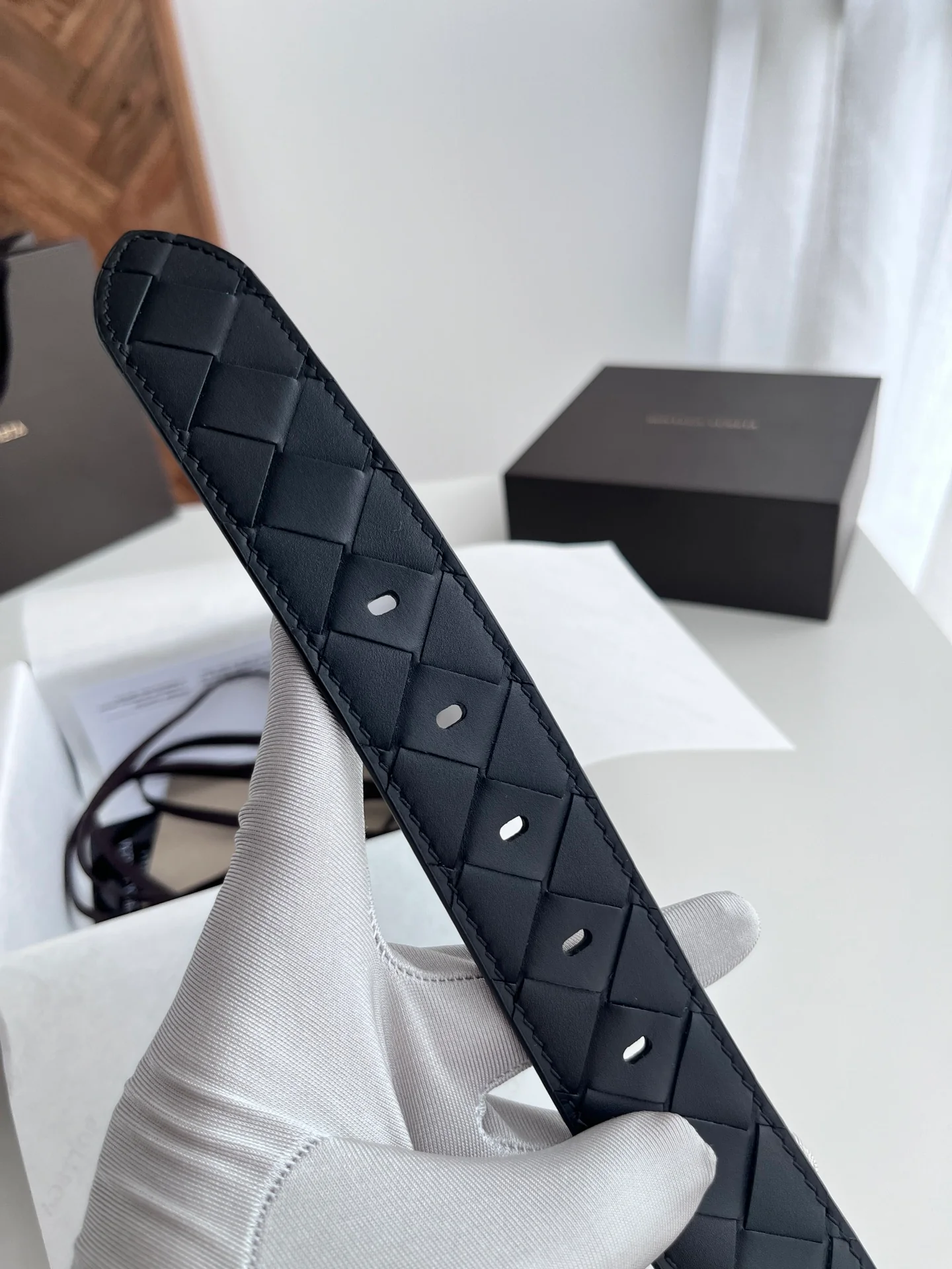 Braided calfskin belt