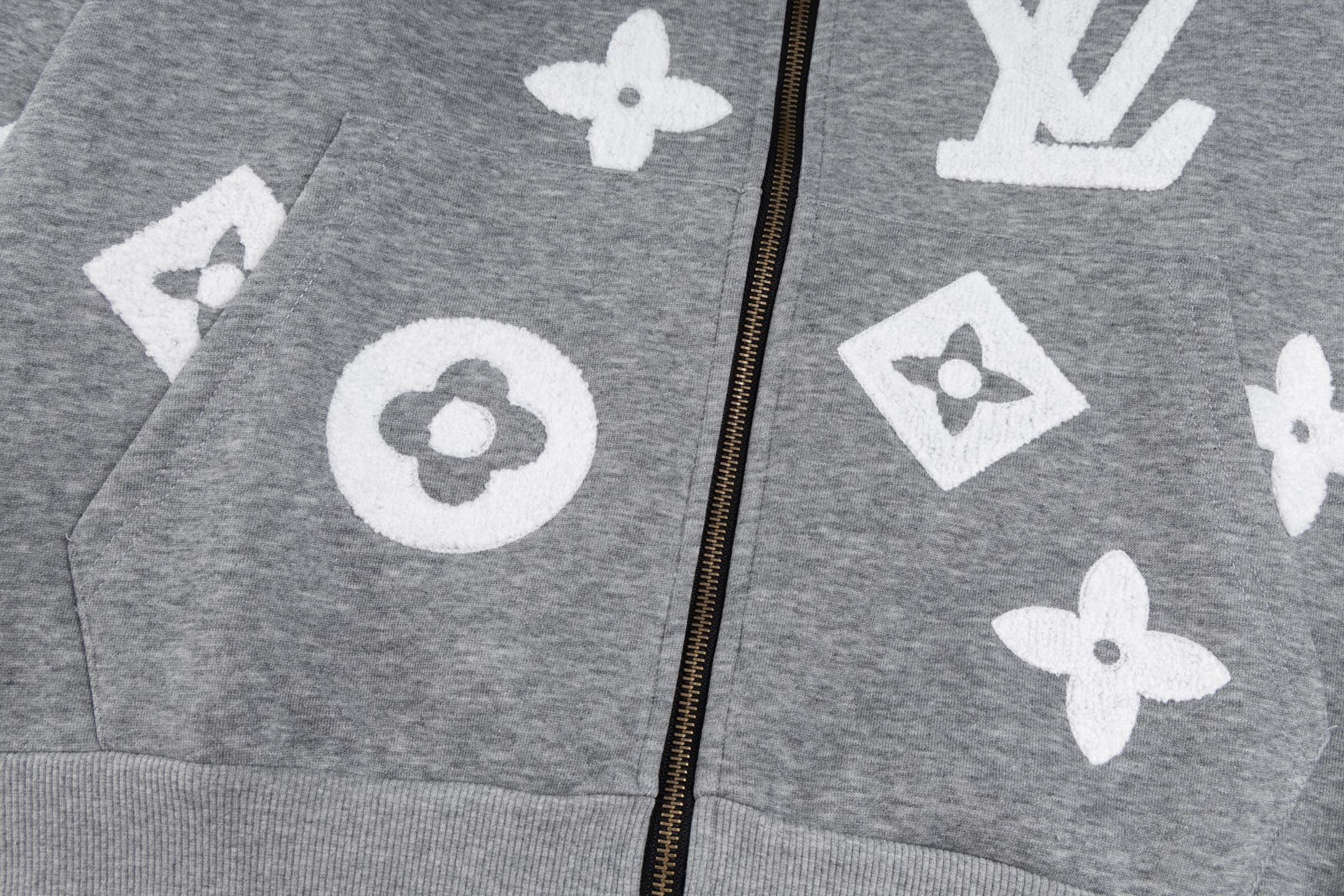 Embroidered hooded cardigan sweatshirt