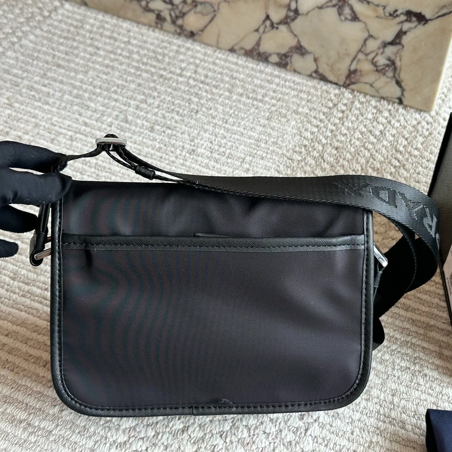 Black Nylon Men's Messenger Bag