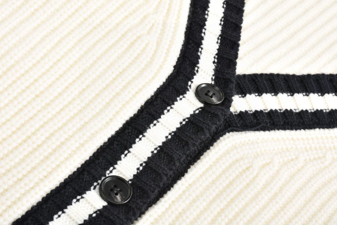 Contrast color sweater cardigan