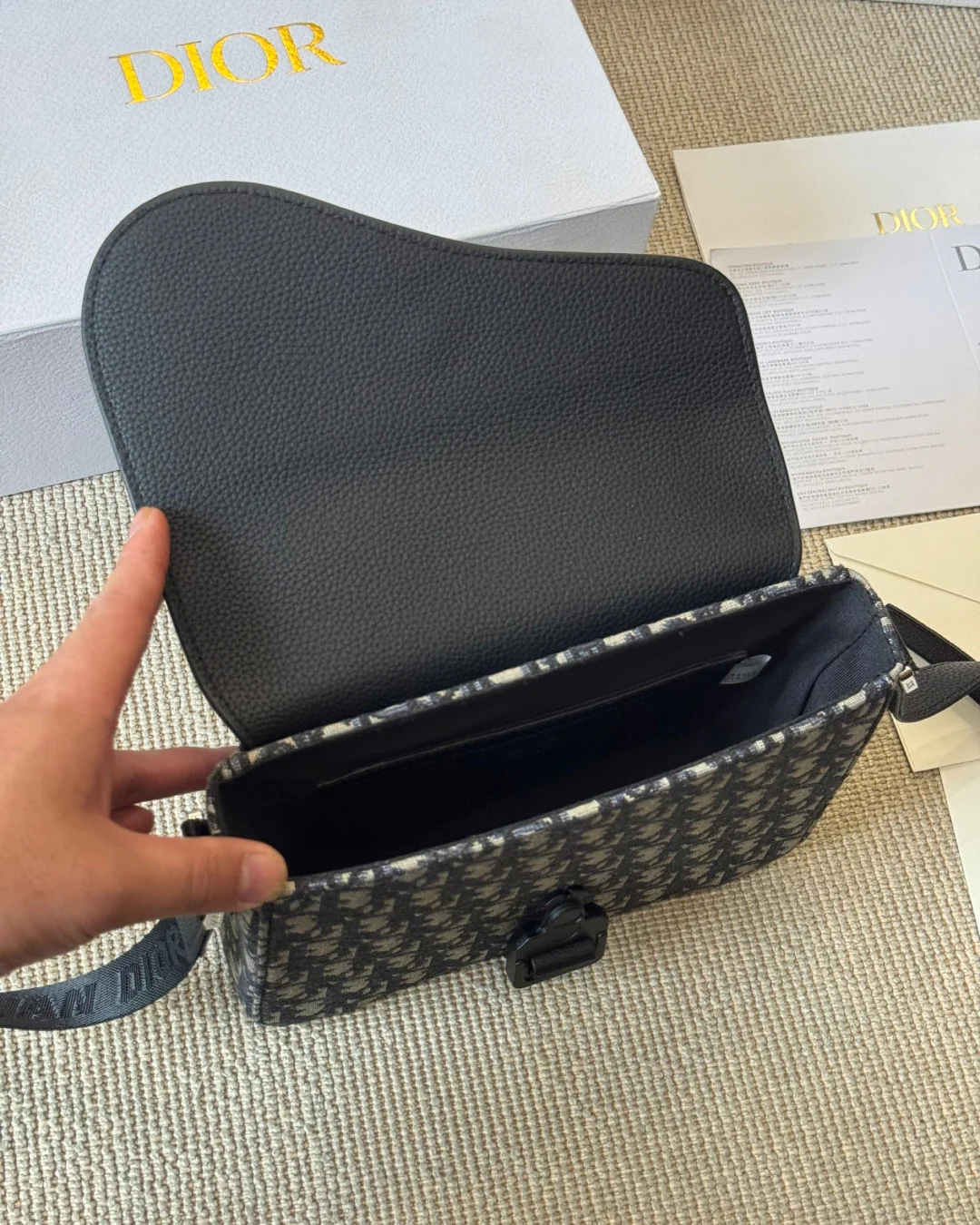 Unisex Embossed Leather Messenger Bag