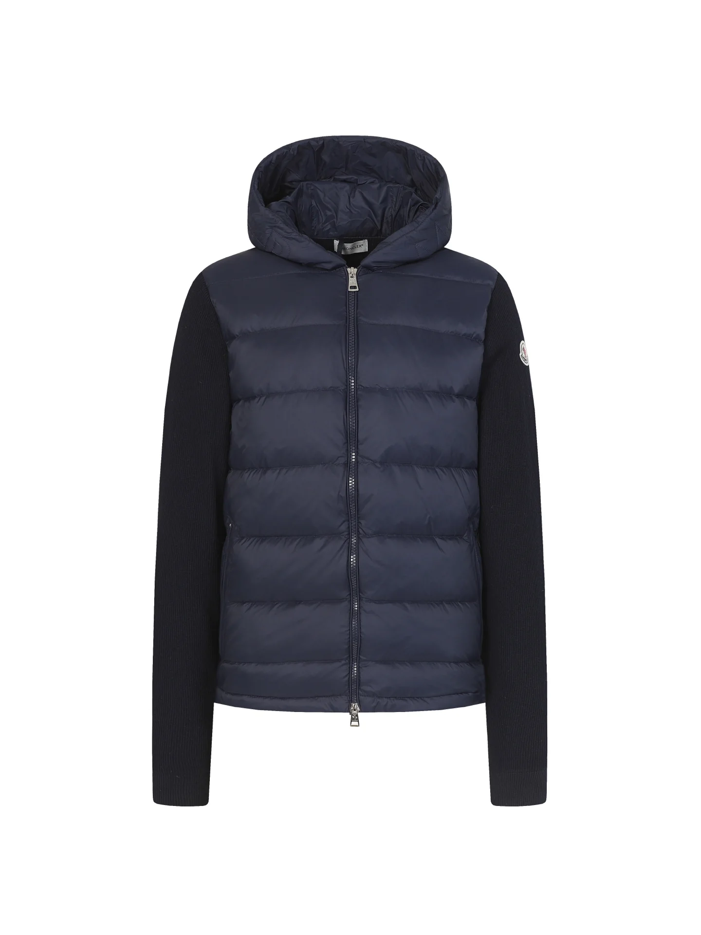Wool Zip-Up Knit Down Hooded Jacket