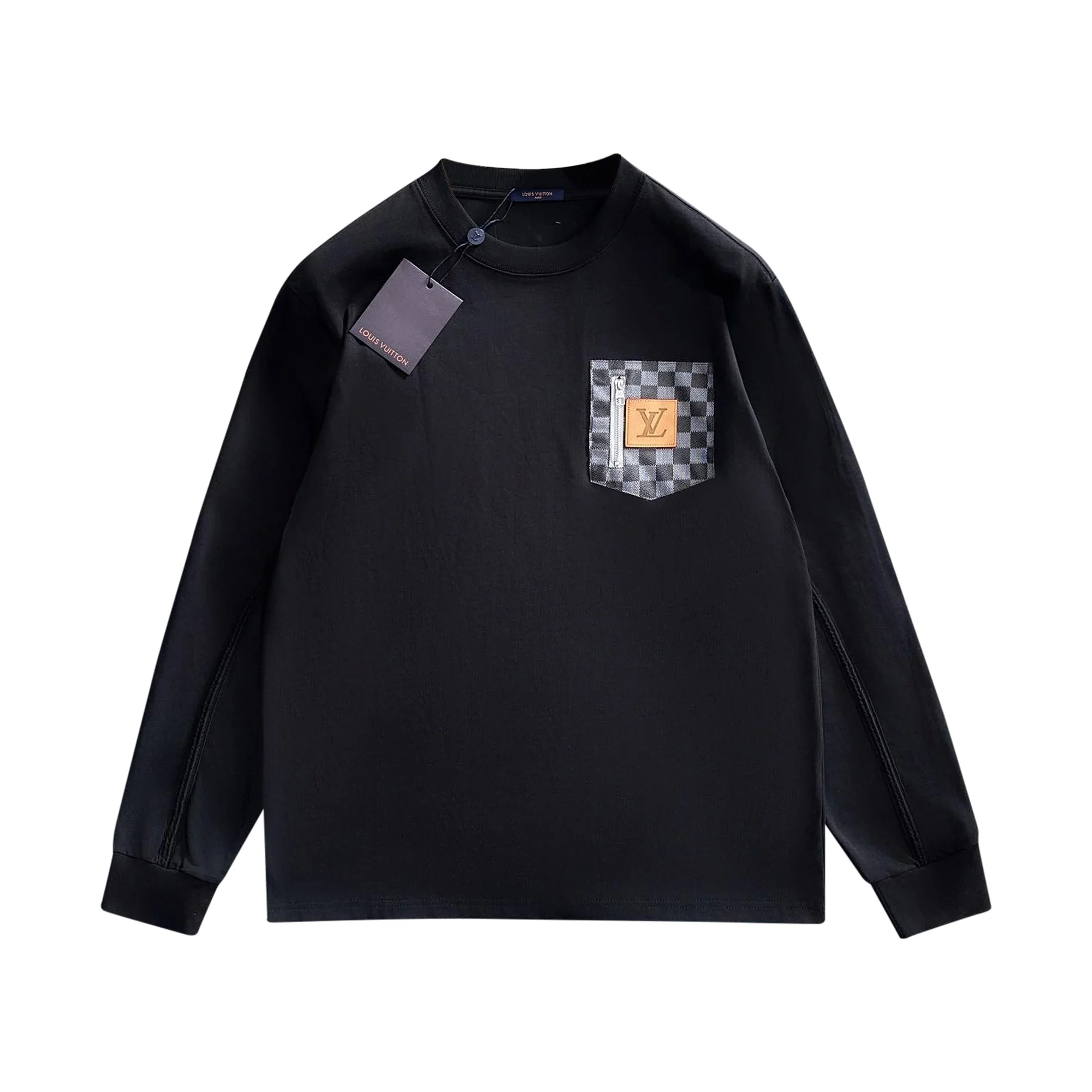 Checkerboard Pocket Long Sleeve T-Shirt