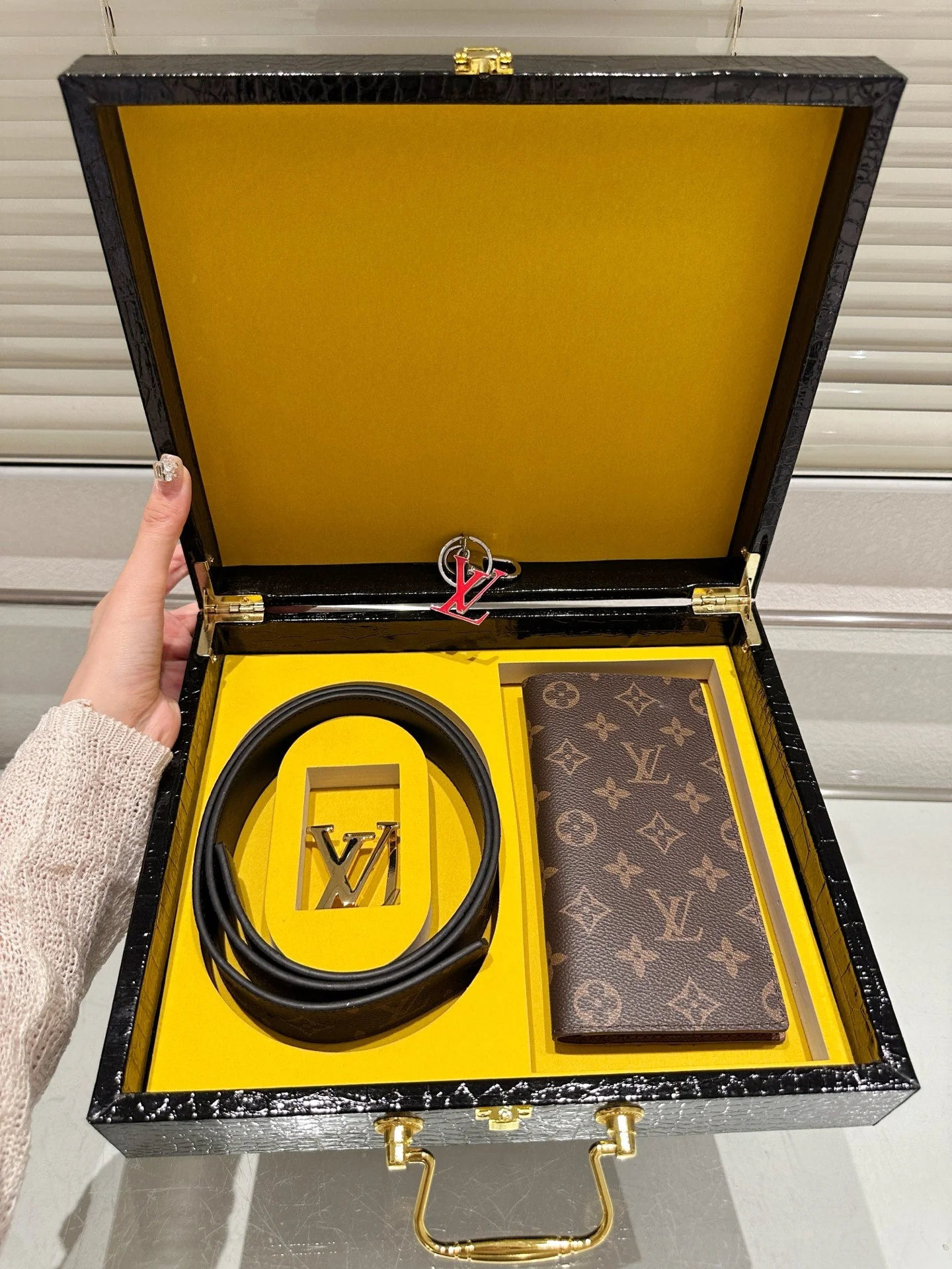 Wallet Belt Keychain Gift Box Set