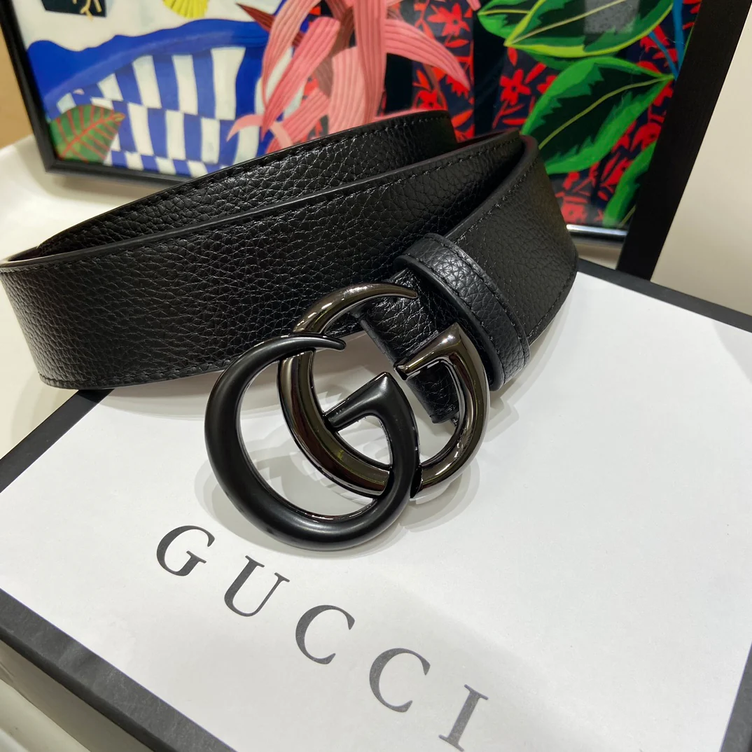 Pebbled Leather Colorblock Belt