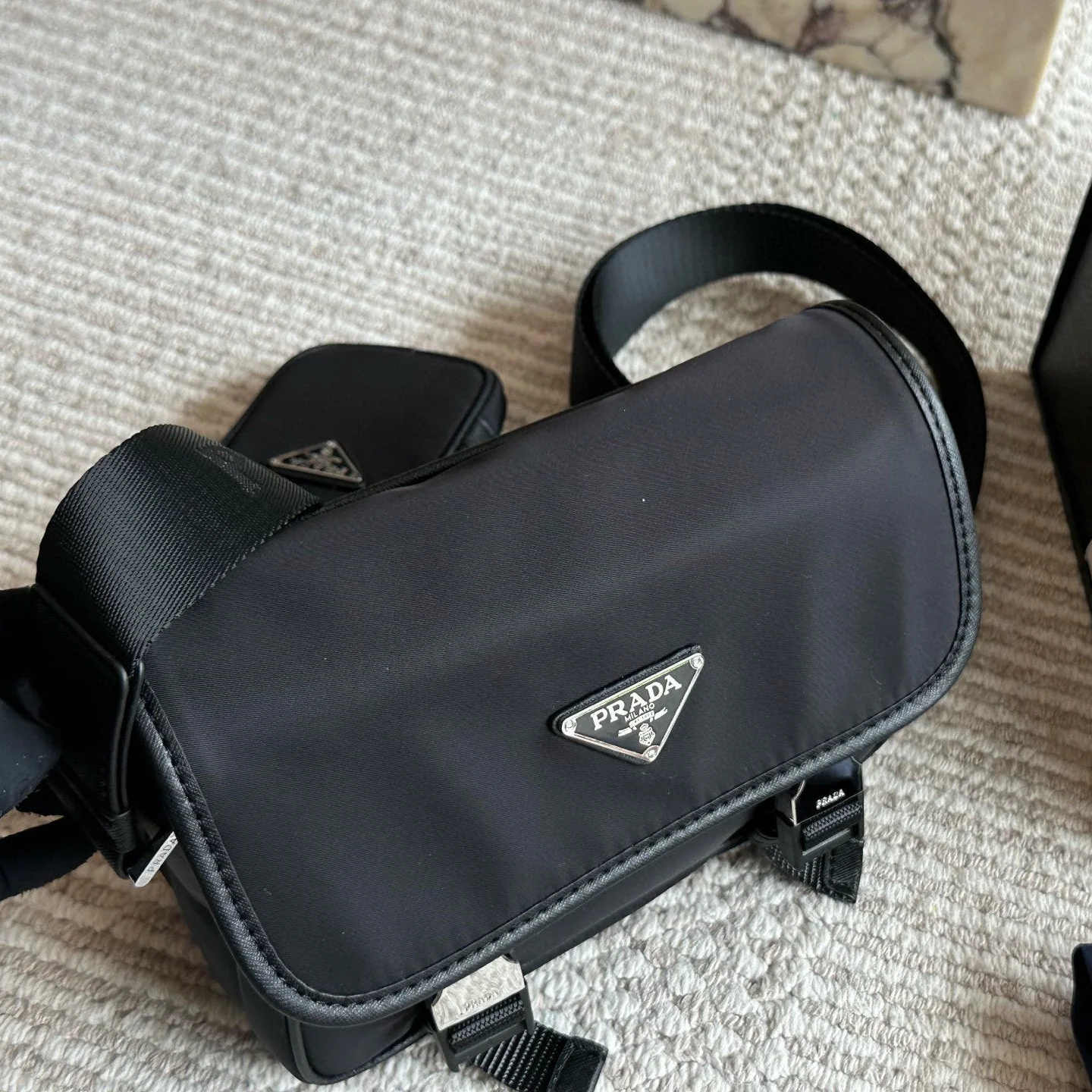 Black Nylon Men's Messenger Bag