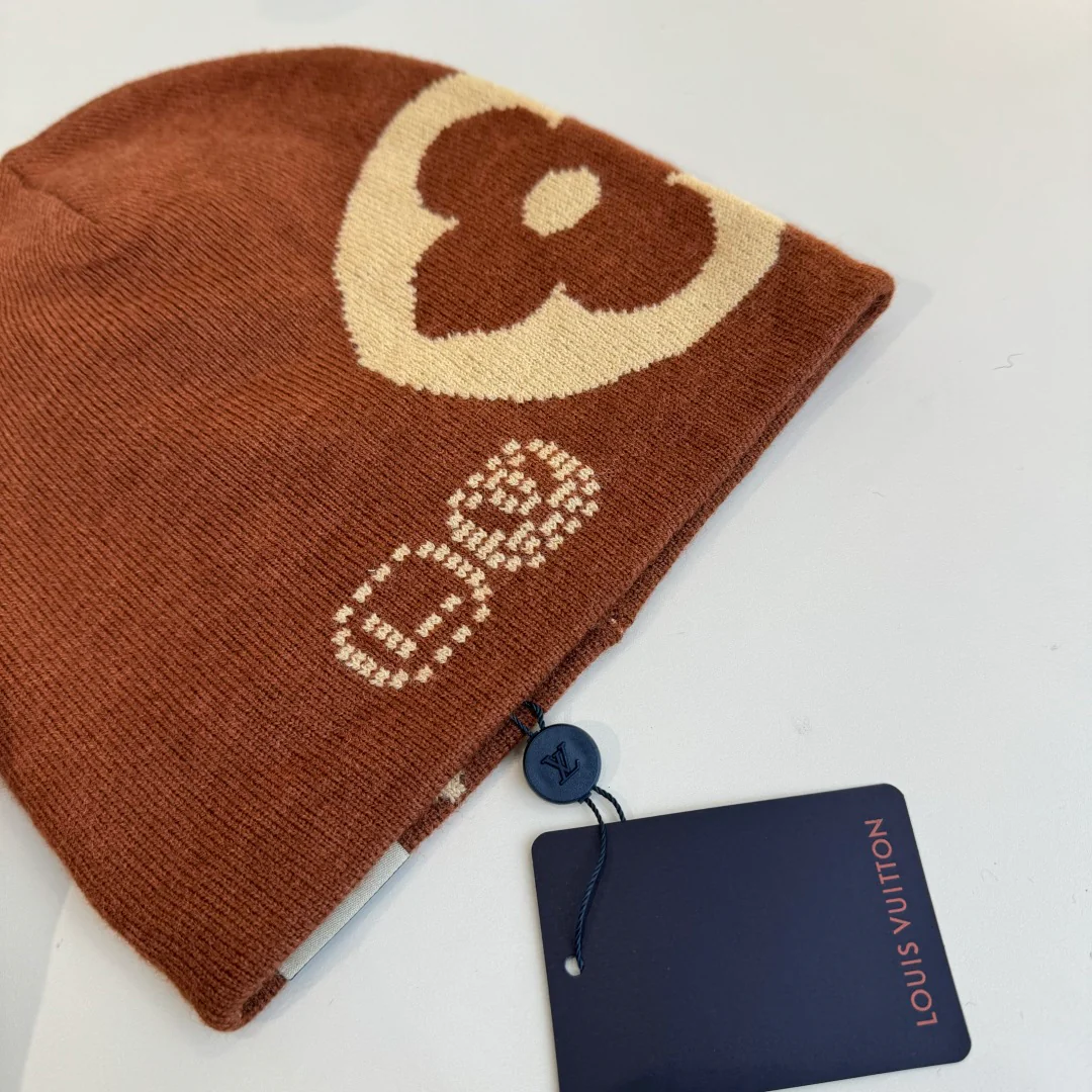 Reversible jacquard floral knit hat