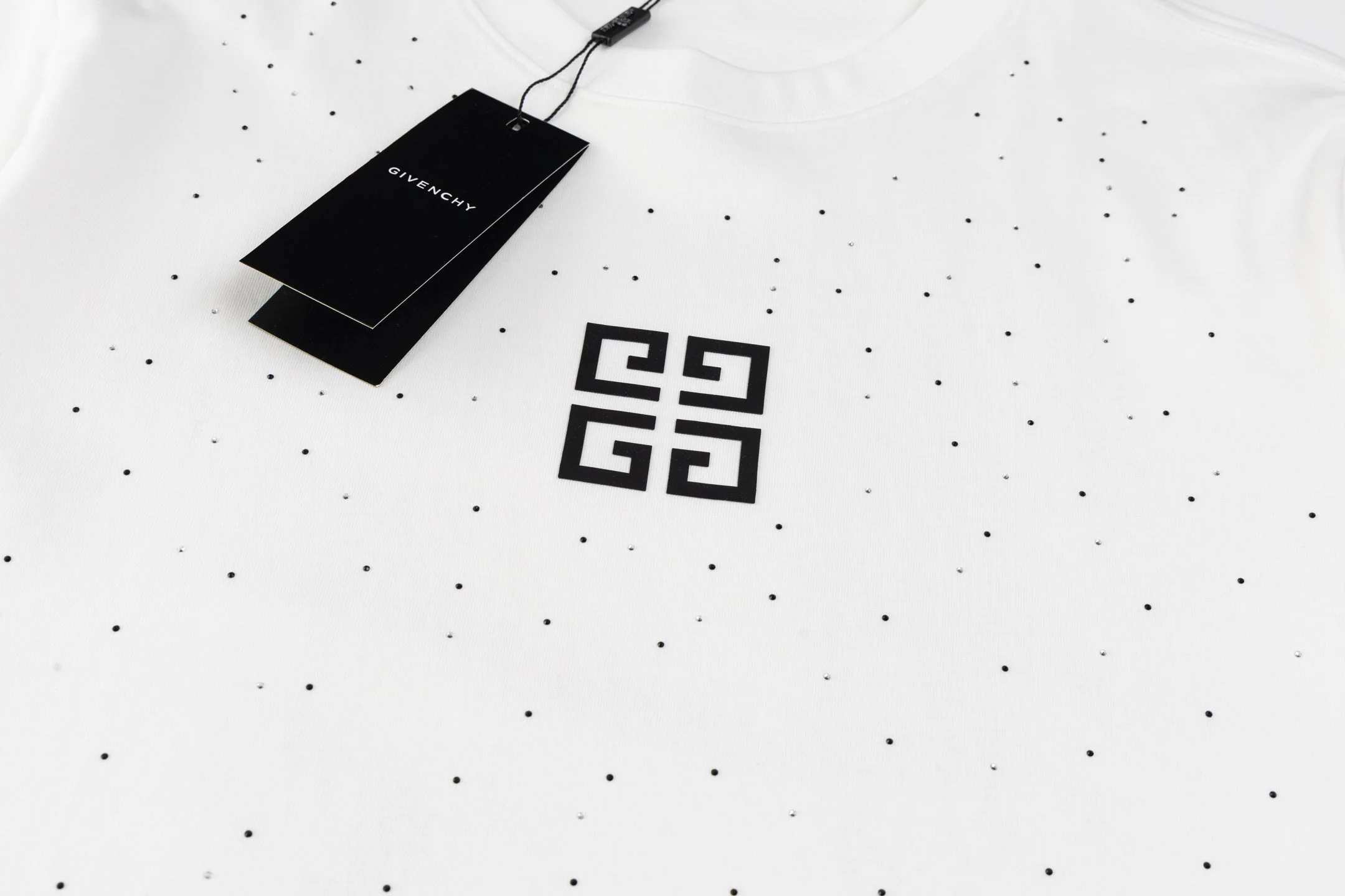 Rhinestone Printed Cotton T-Shirt