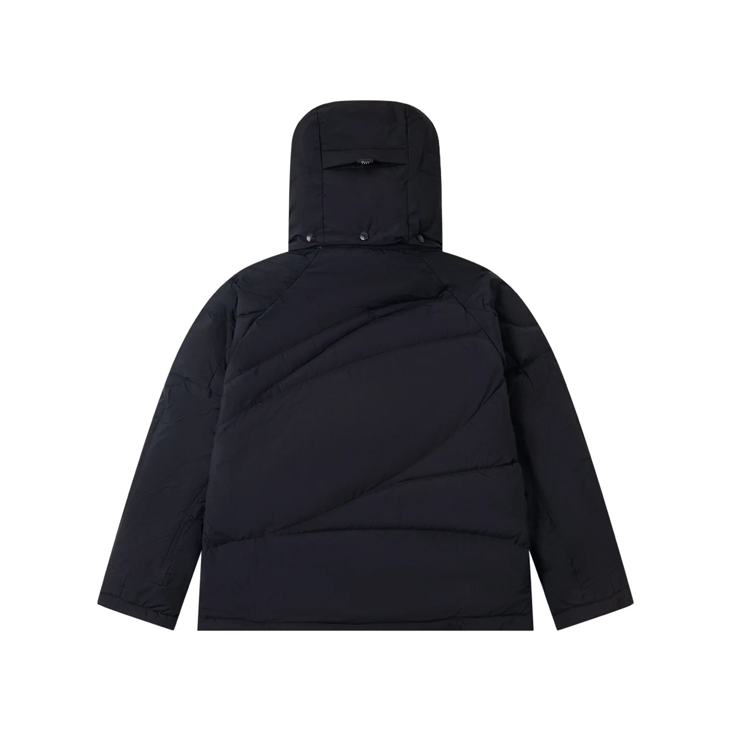 Printed rubber hooded down jacket