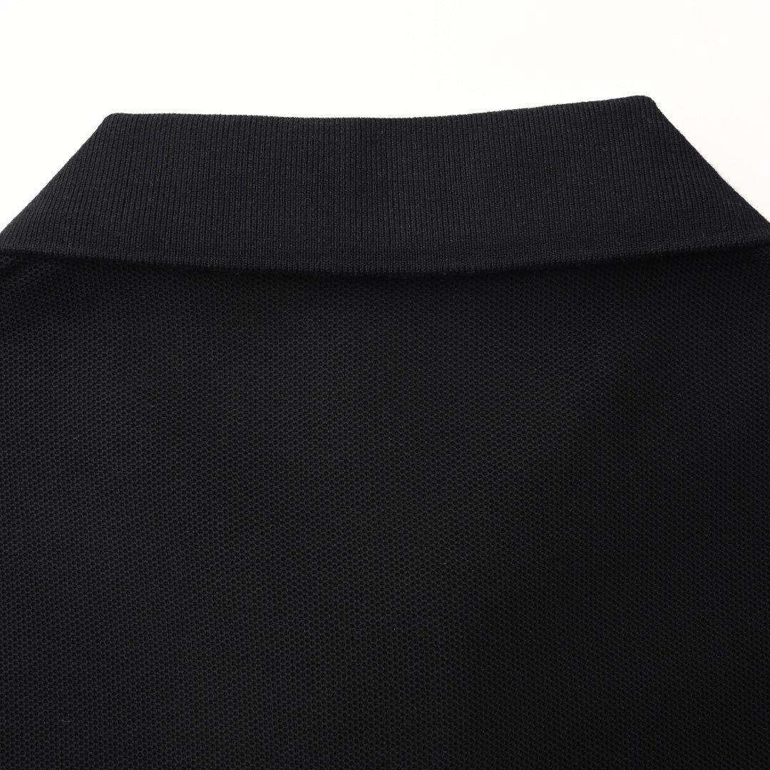 Cotton knit zip-up polo shirt