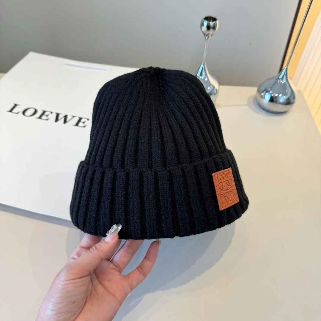 Leather Print Cashmere Knitted  Beanie